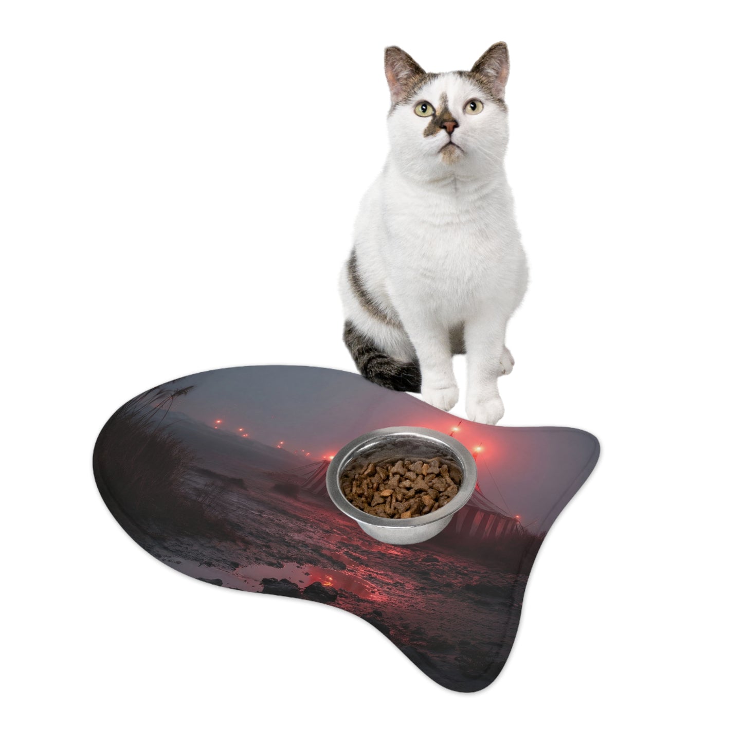 Crimson Circus Tent Pet Feeding Mats – Midnight Carnival Glow