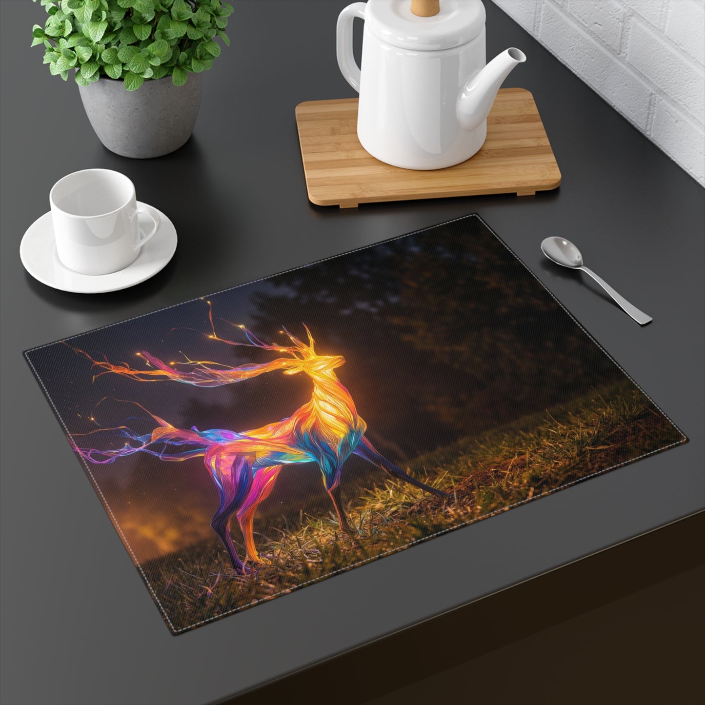 Chromatic Stag Placemat – Twilight Forest Luminescence
