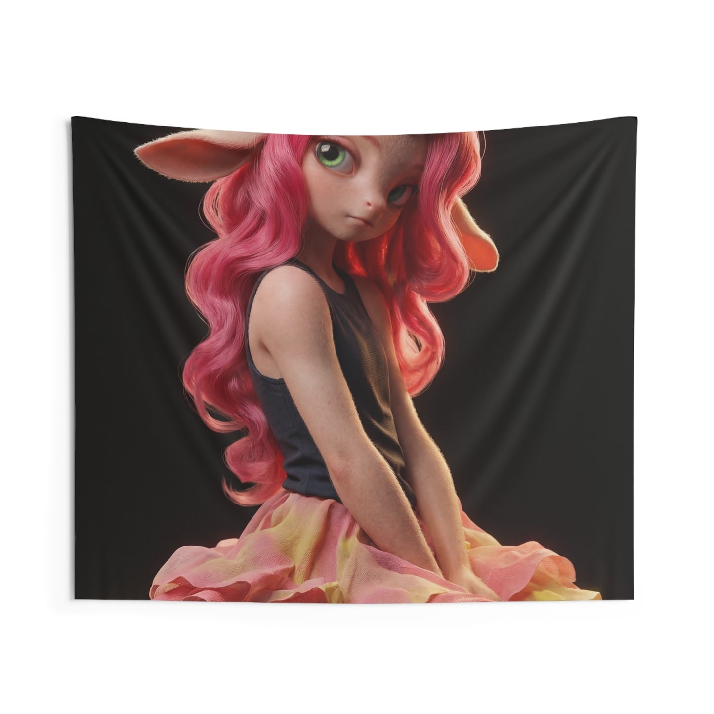 Pink Unicorn Girl Indoor Wall Tapestries – Soft Glow Fantasy Portrait