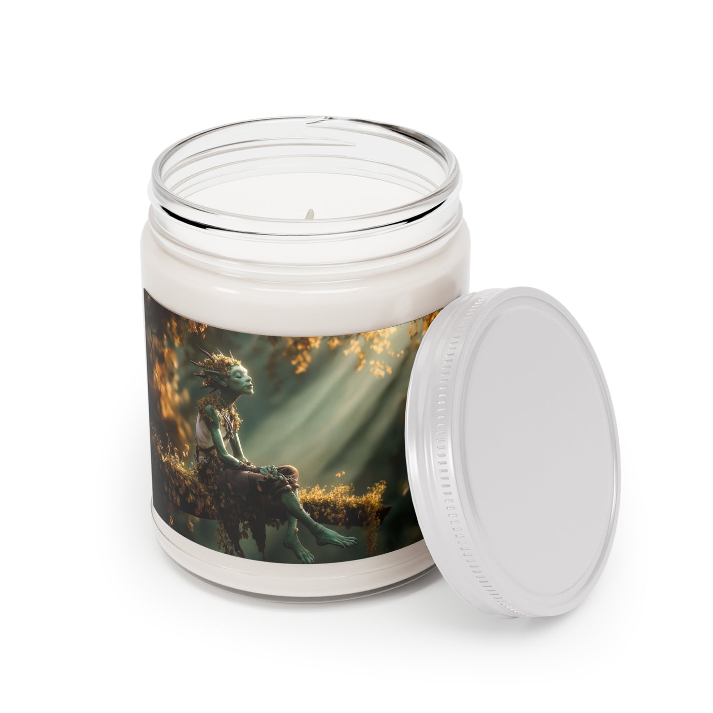 Autumn Grove Sprite Scented Soy Candles with White Lid, 9oz – Whisper of the Foliage Realm