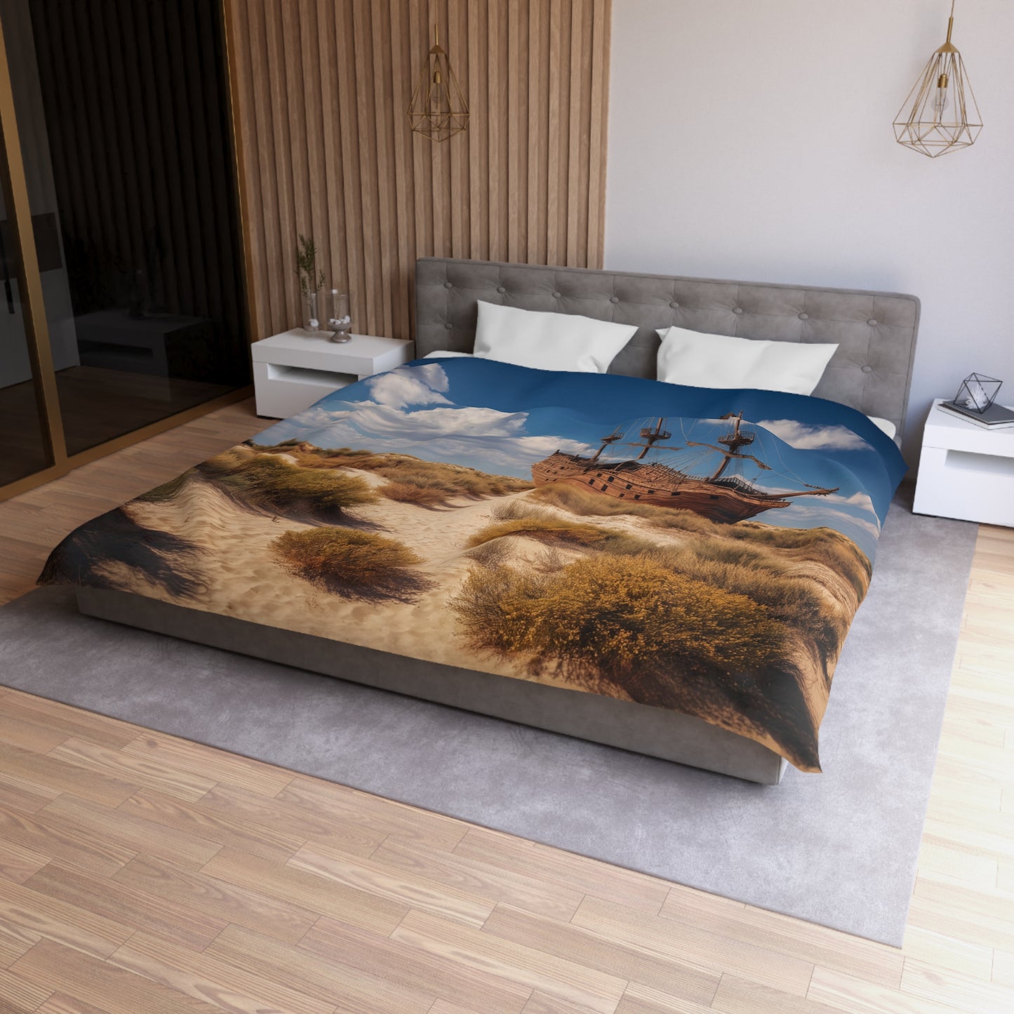 Shipwrecked Galleon Microfiber Duvet Cover – Desert Sandscape Adventure