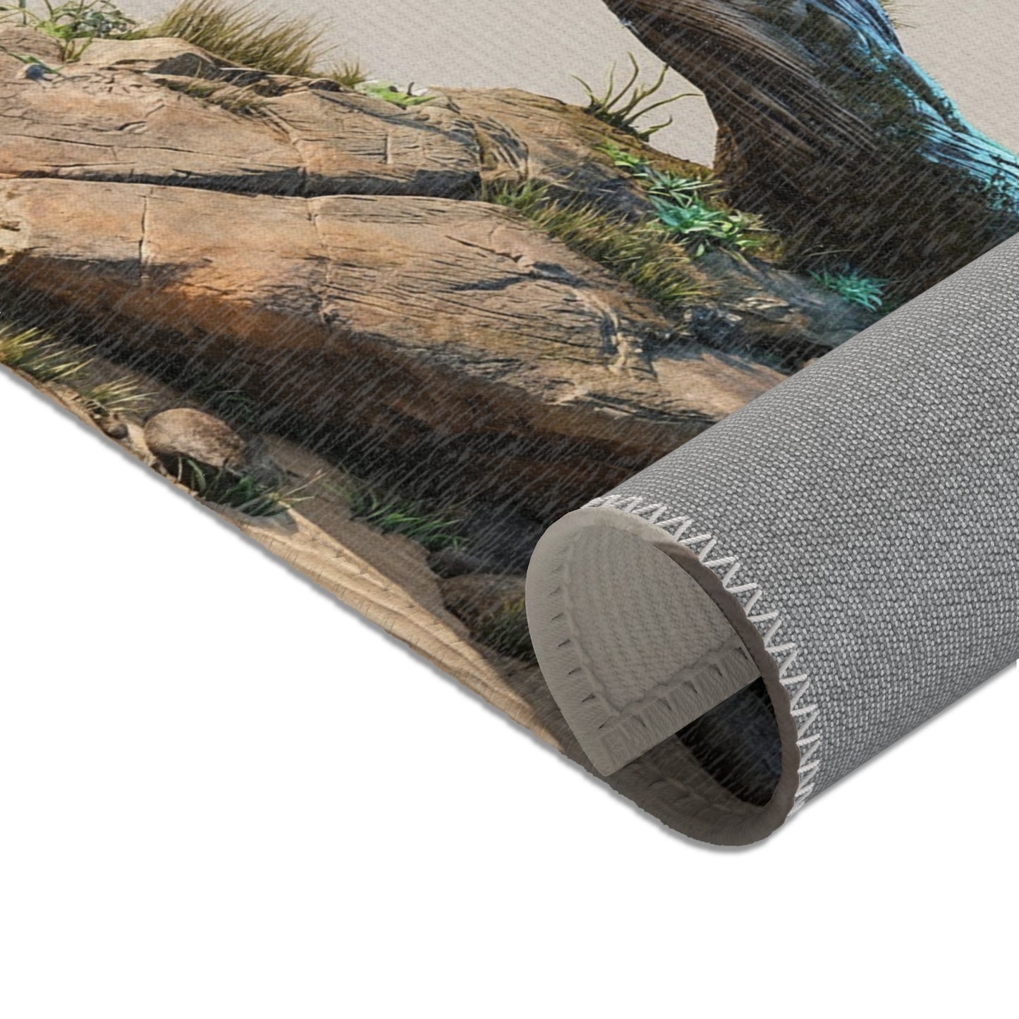 Luminescent Wisdom Tree Area Rug – Azure Grove in the Desert Sands