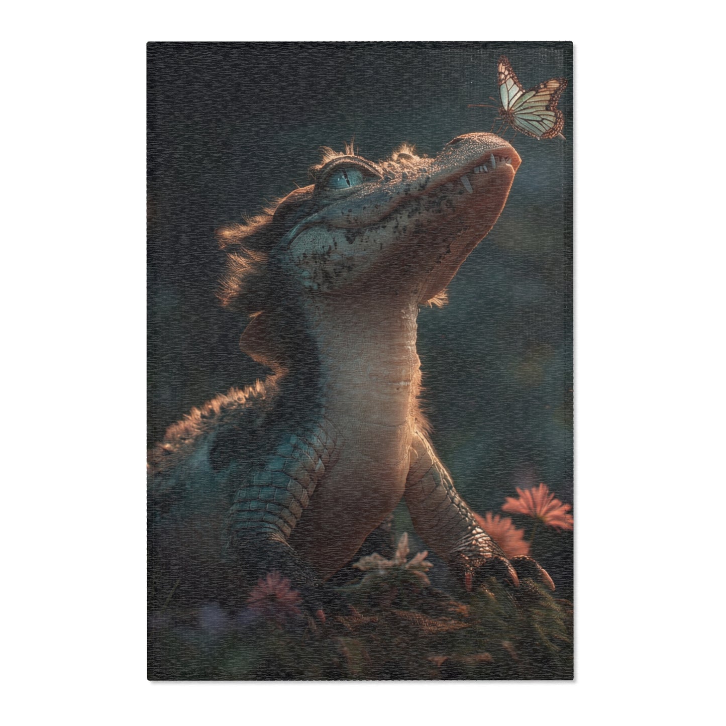 Gentle Crocodile and Butterfly Area Rugs – Twilight Garden Whispers