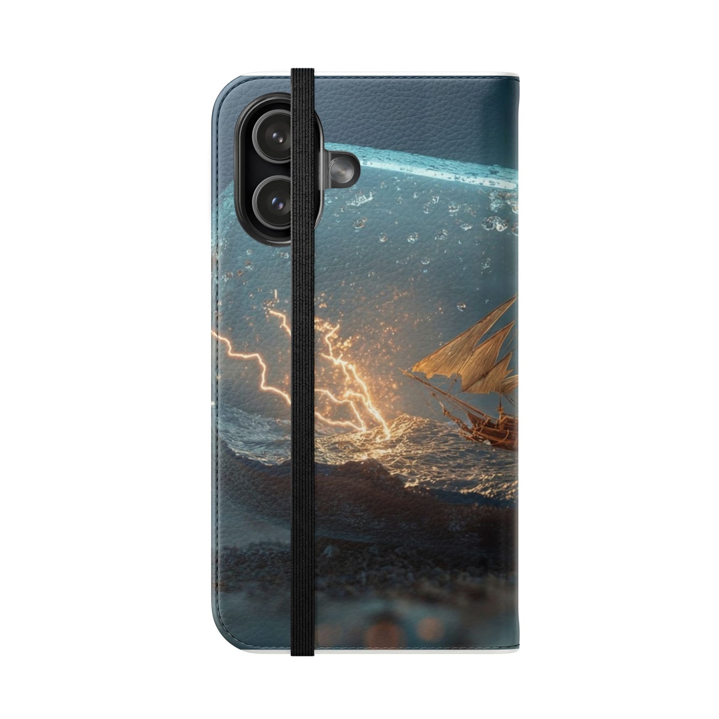 Storm-Struck Galleon Flip Cases – Lightning Inside Glass Bottle