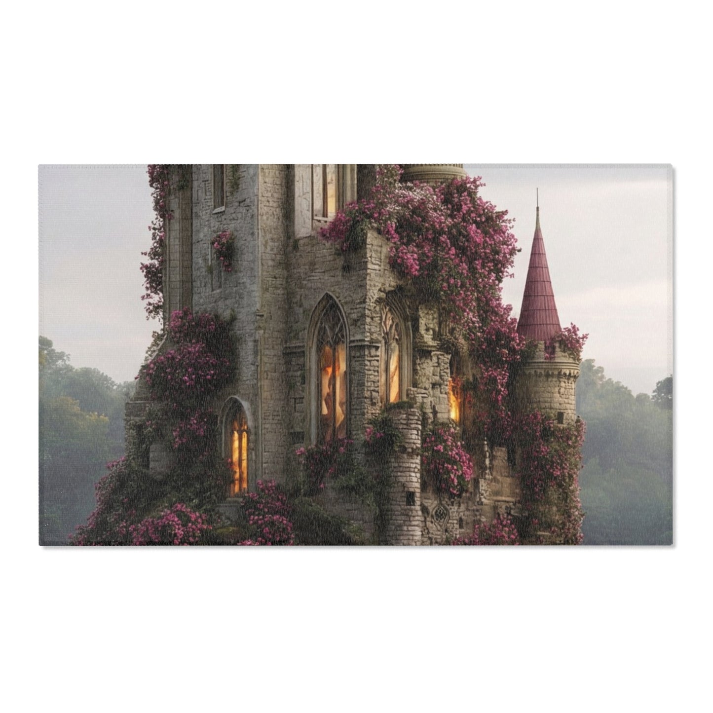 Crimson Rose Castle Area Rugs – Whispers of the Forgotten Keep
