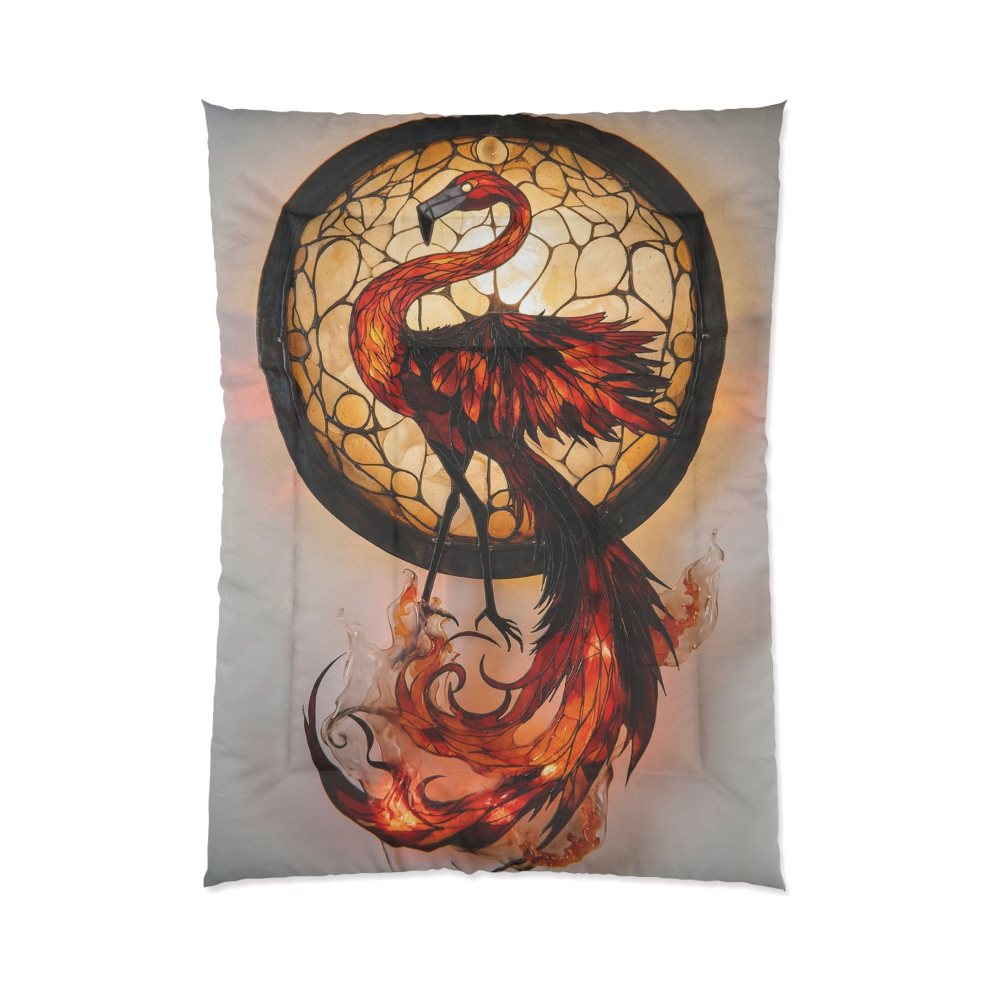 Stained Glass Phoenix Comforter – Embers of a Rising Dawn