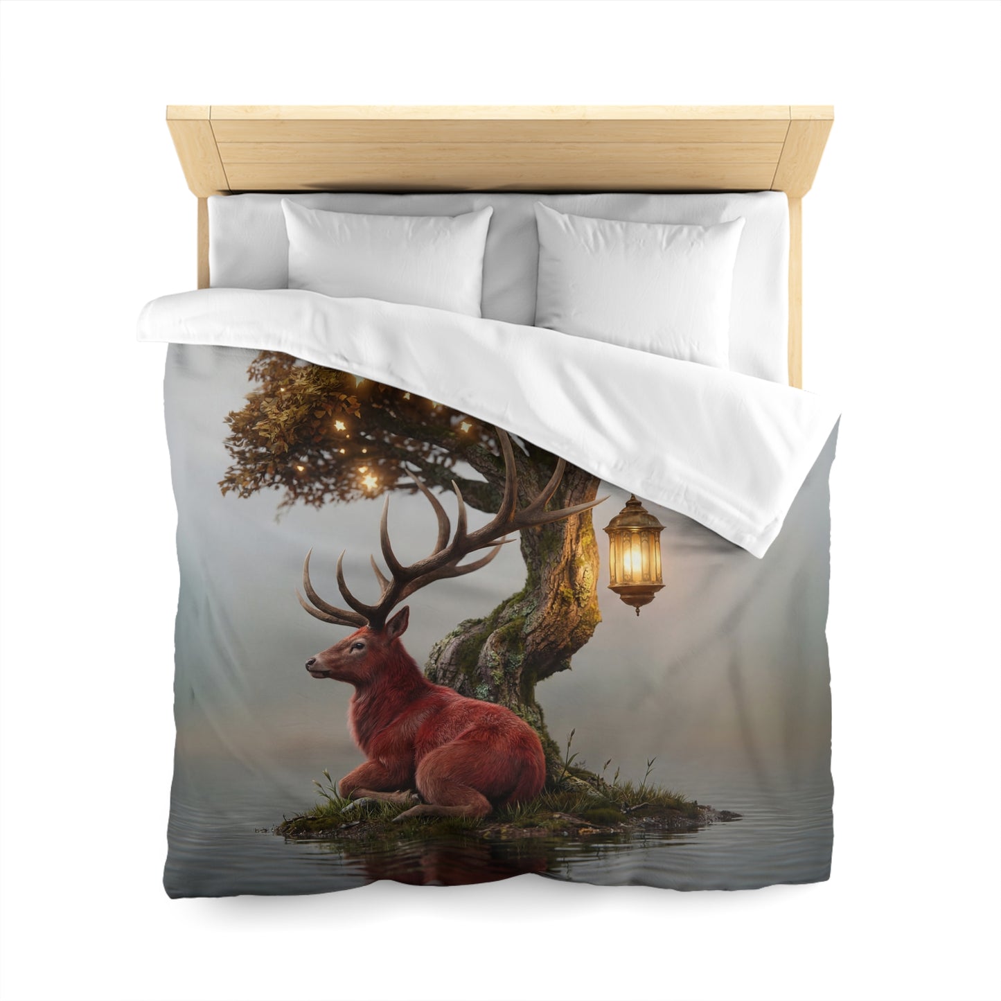 Starlit Stag Microfiber Duvet Cover – Whispering Woods Sanctuary