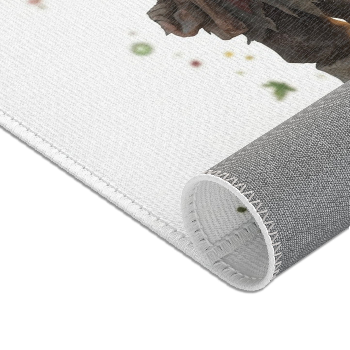 Forest Sentinel Area Rug – Glowing Antlered Child Amid Mushrooms and Rabbits