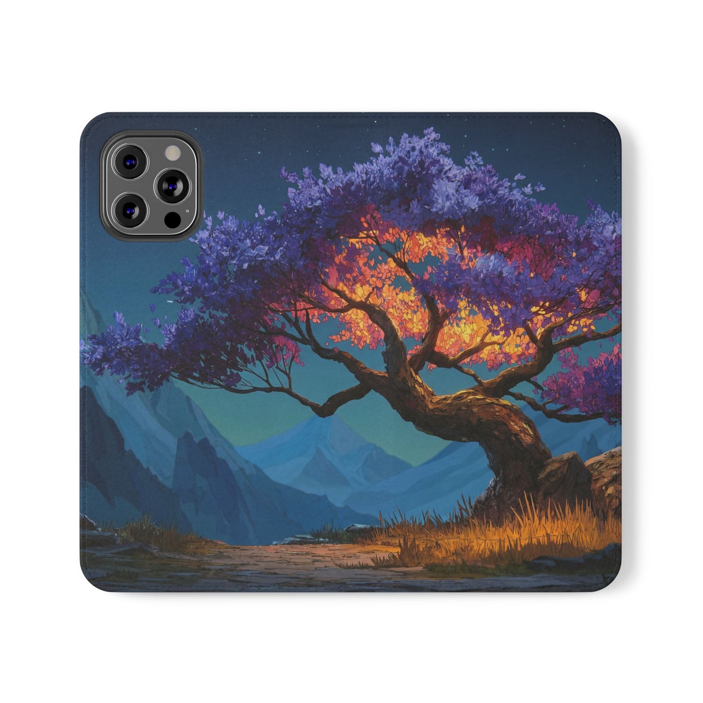 Violet Flame Tree Flip Cases – Twilight Mountain Glow Case