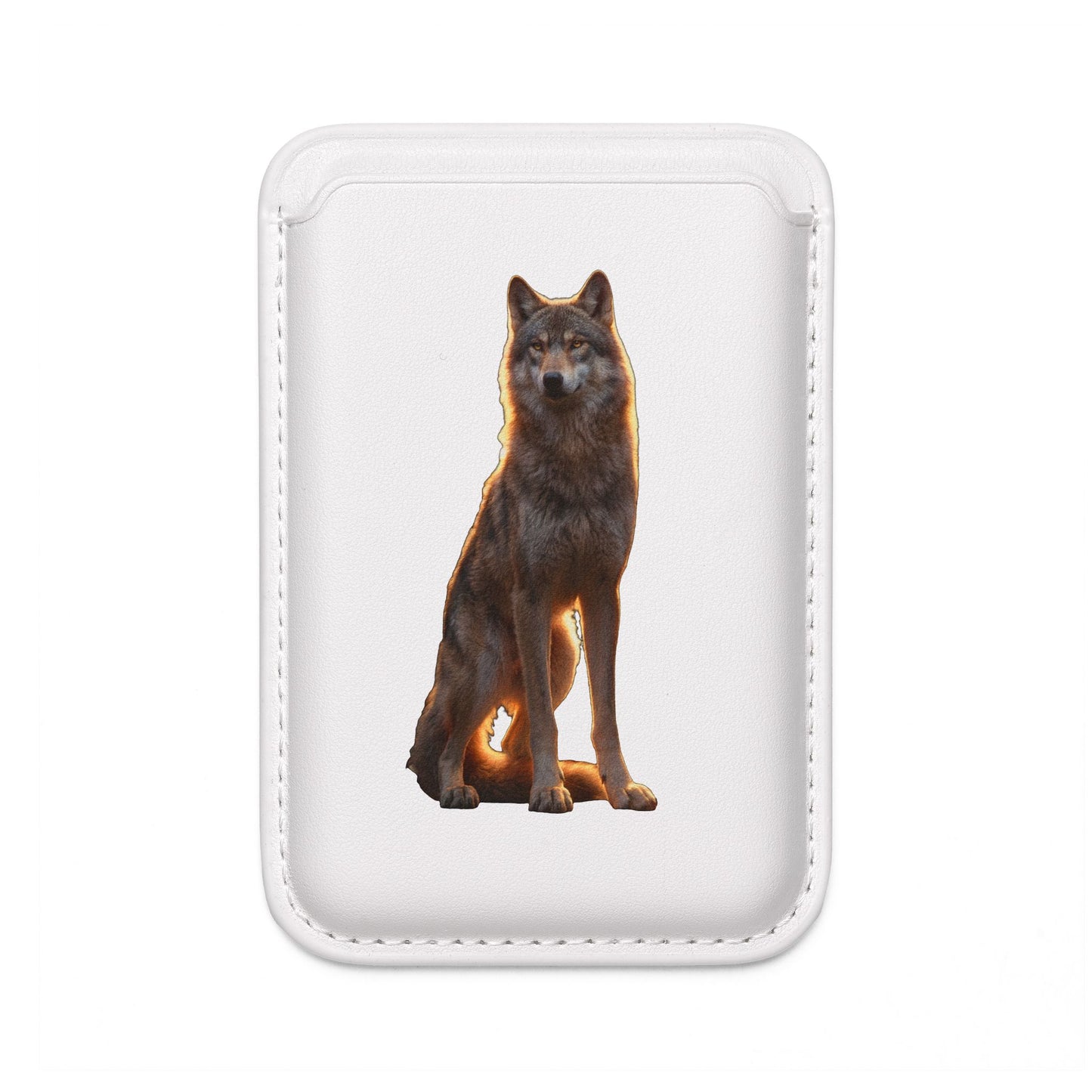 Solitary Wolf Vegan Wallet (Magsafe® Compatible) – Amber Glow Sentinel