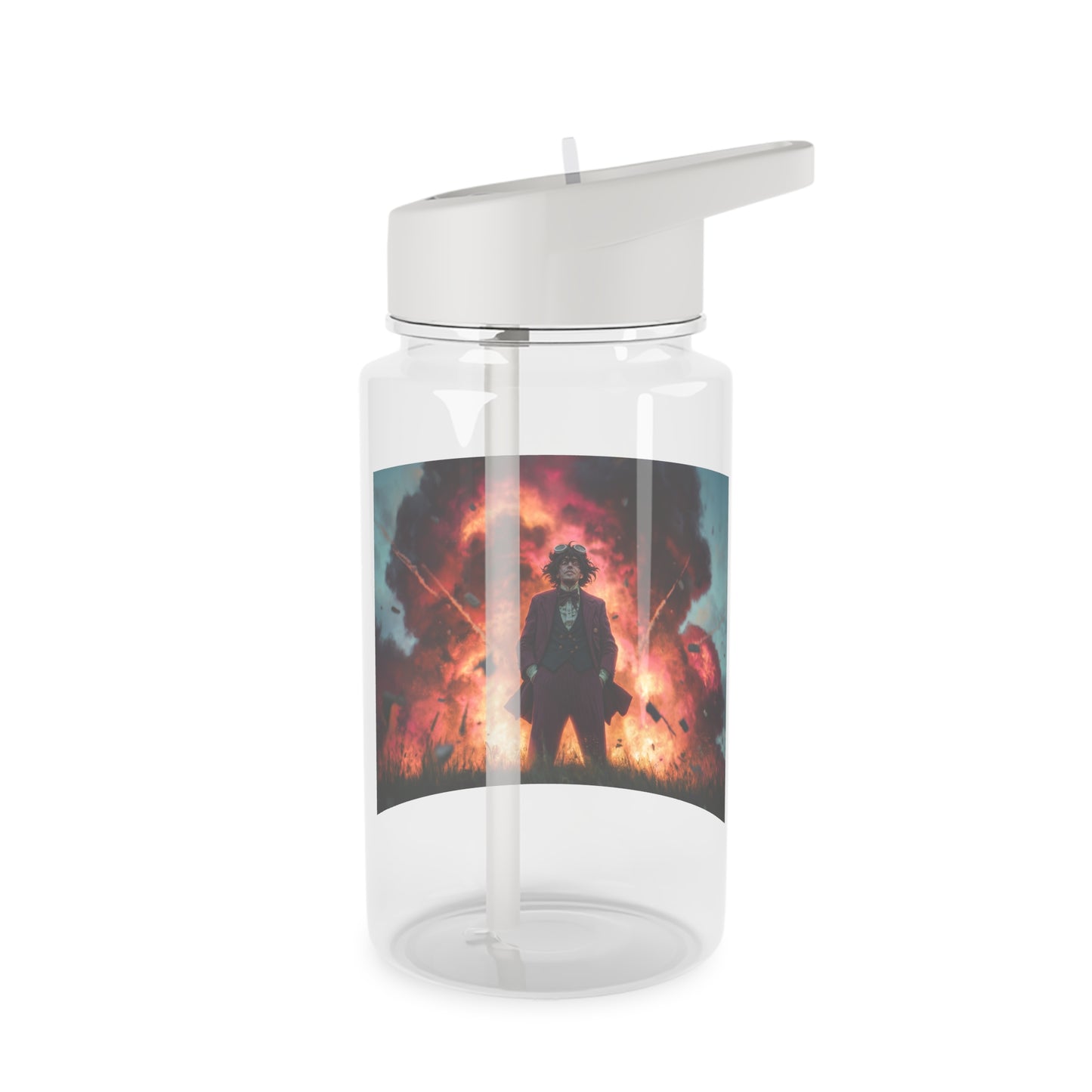 Explosive Suit Tritan Water Bottle – Fiery Chaos Calm
