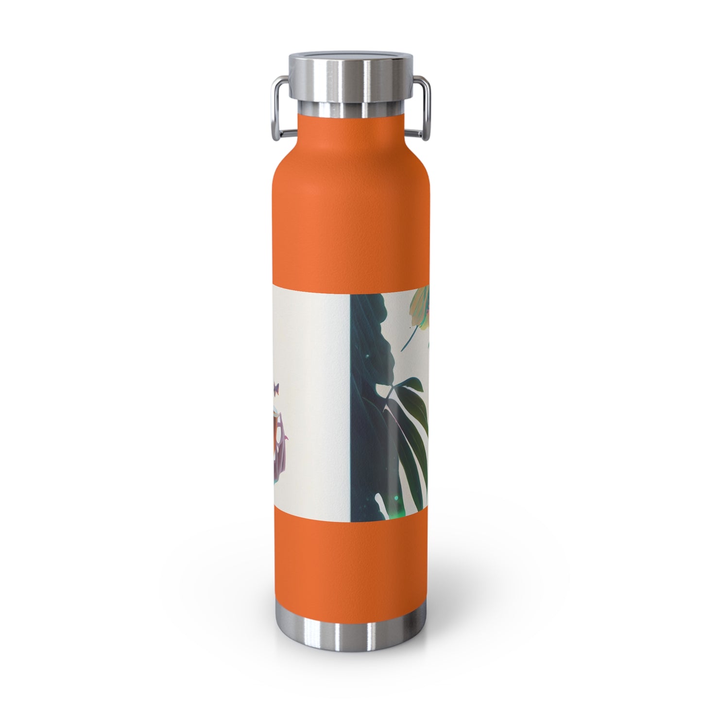 character design, double exposure shot, front profile of a beautiful tea faerie filled with a blooming amazonian jungle, happiness - Copper Vacuum Insulated Bottle, 22oz