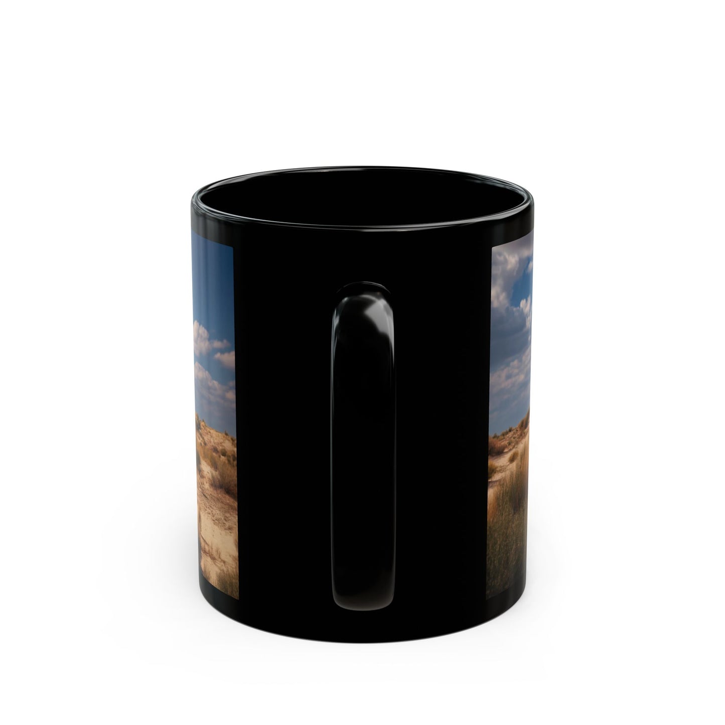 Desert Shipwreck Black Mug – Sun-Drenched Sand and Salted Skies