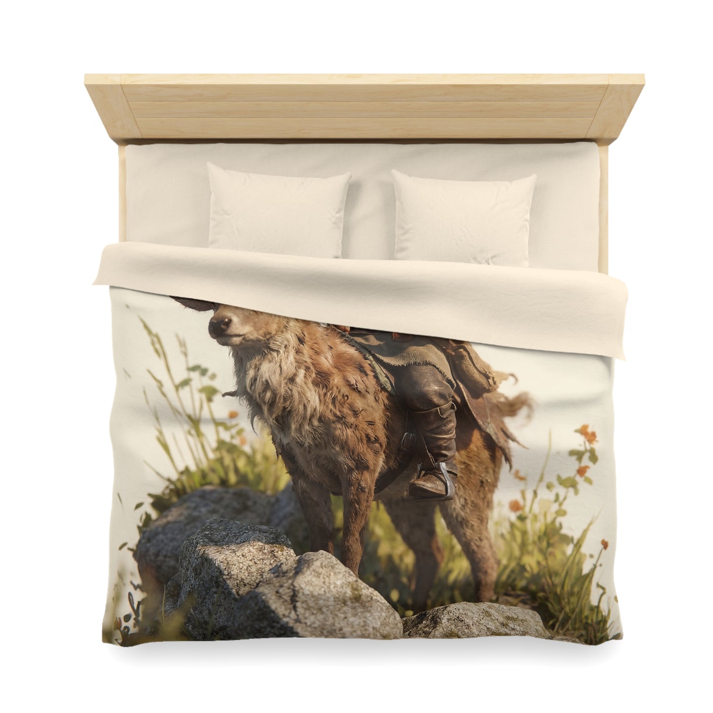 Boy with Antlered Deer Microfiber Duvet Cover – Sunset Ridge Guardian