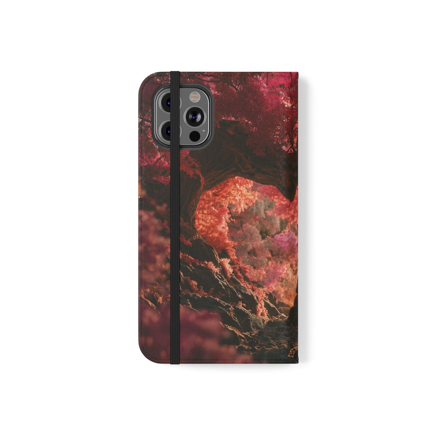 Crimson Arch Flip Cases – Heart-Shaped Canopy Romance