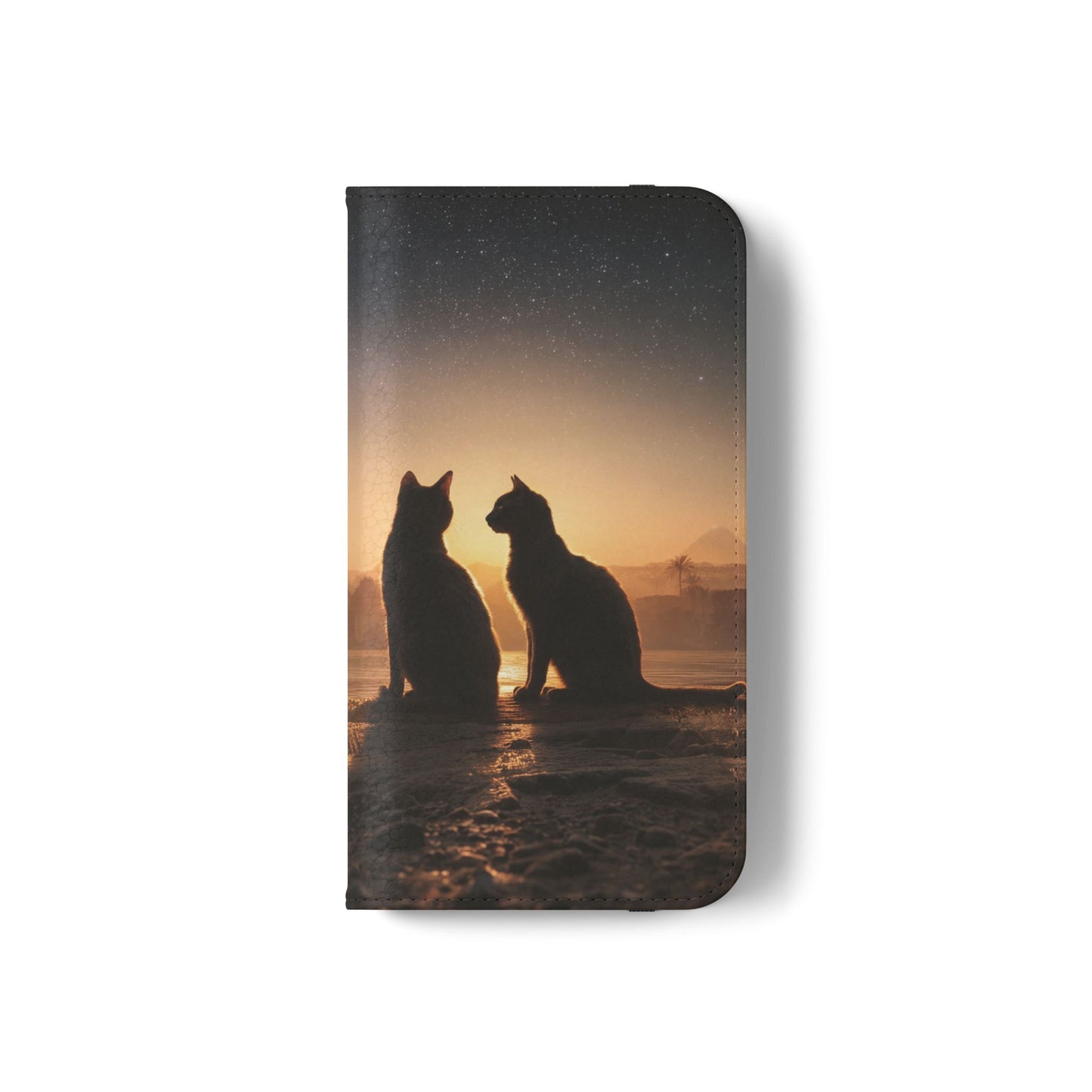 Pharaoh Cats Flip Cases – Starry Nile Guardians on the Bank