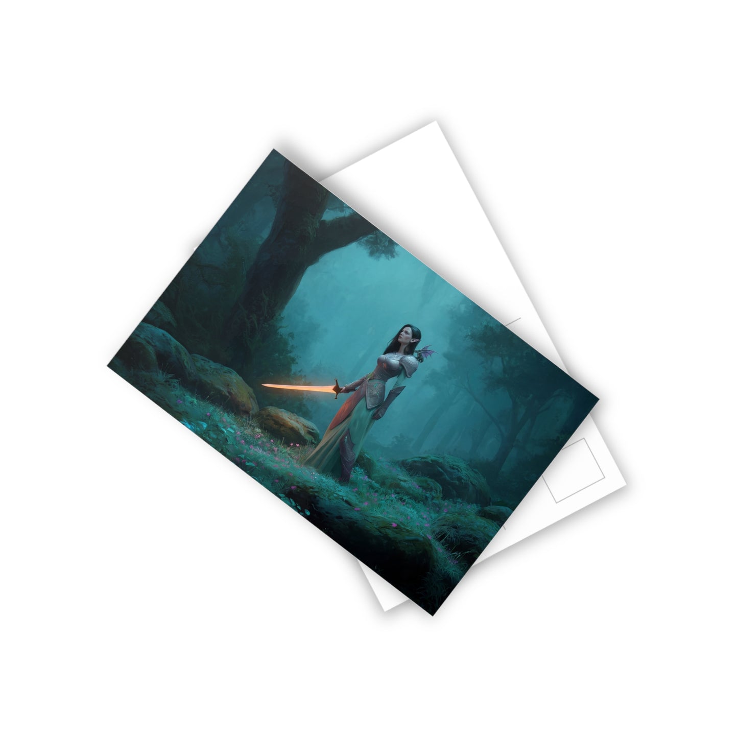 Blade of the Misty Grove Postcards (10pcs) – Elven Sentinel in Verdant Twilight
