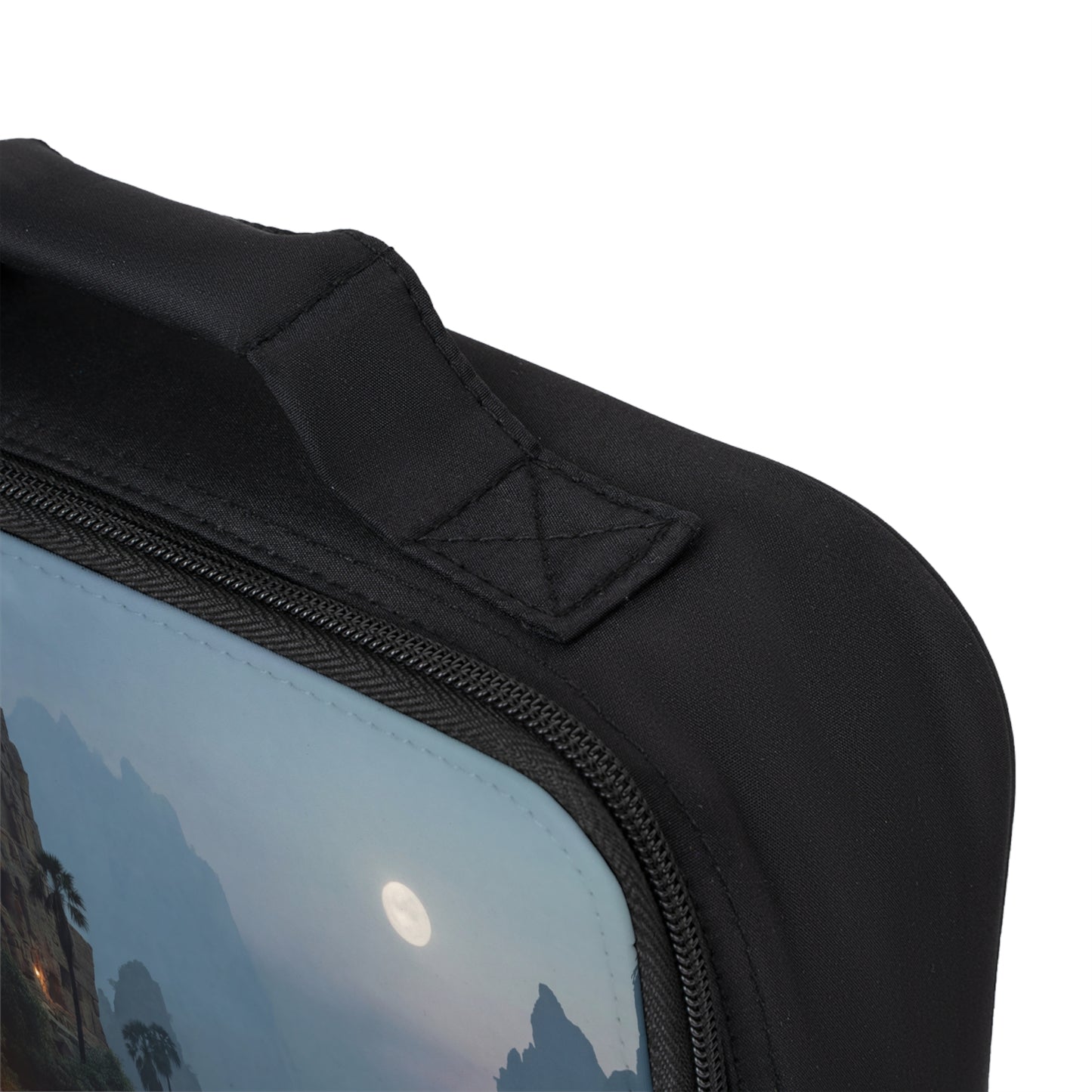 Moonlit Temple Ruins Lunch Bag – Crimson Sail Toward Ancient Light