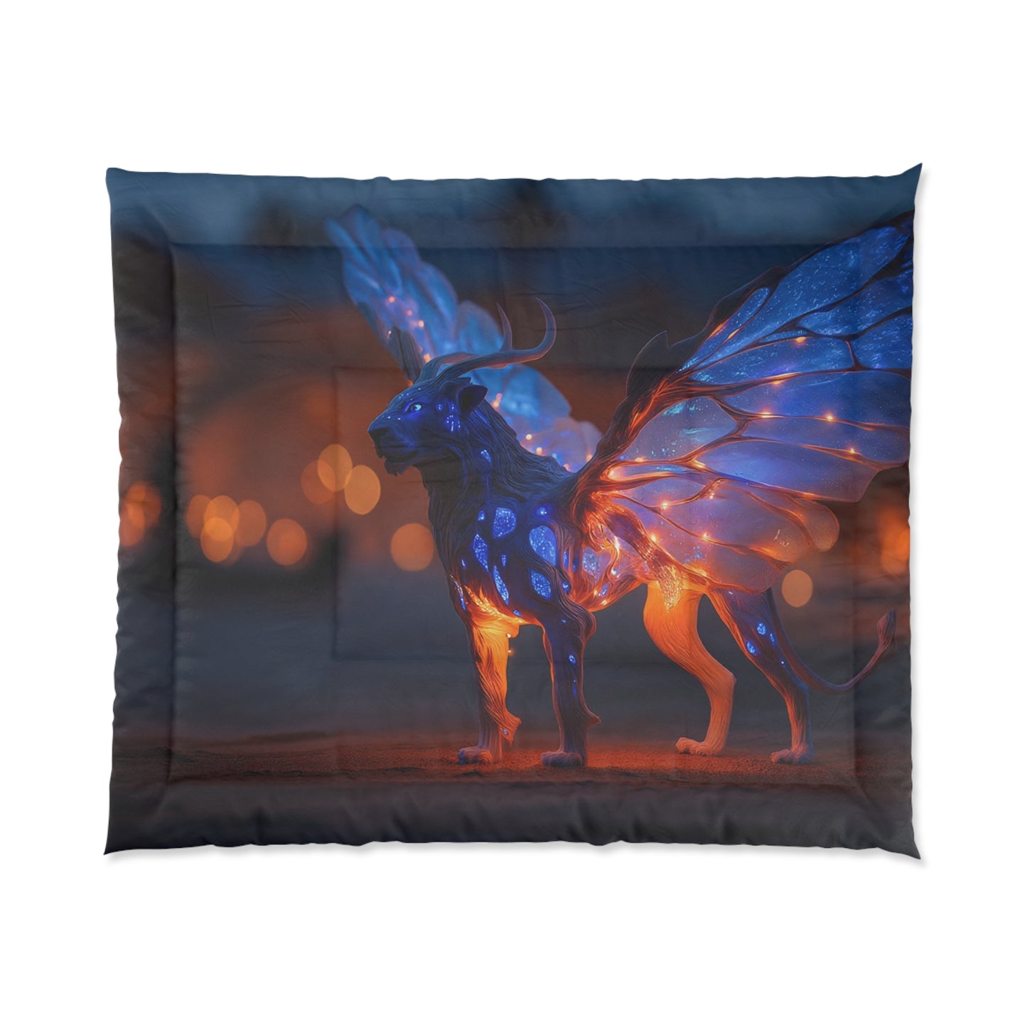Celestial Lion Sentinel Comforter – Twilight Wingscape with Starlight Glow