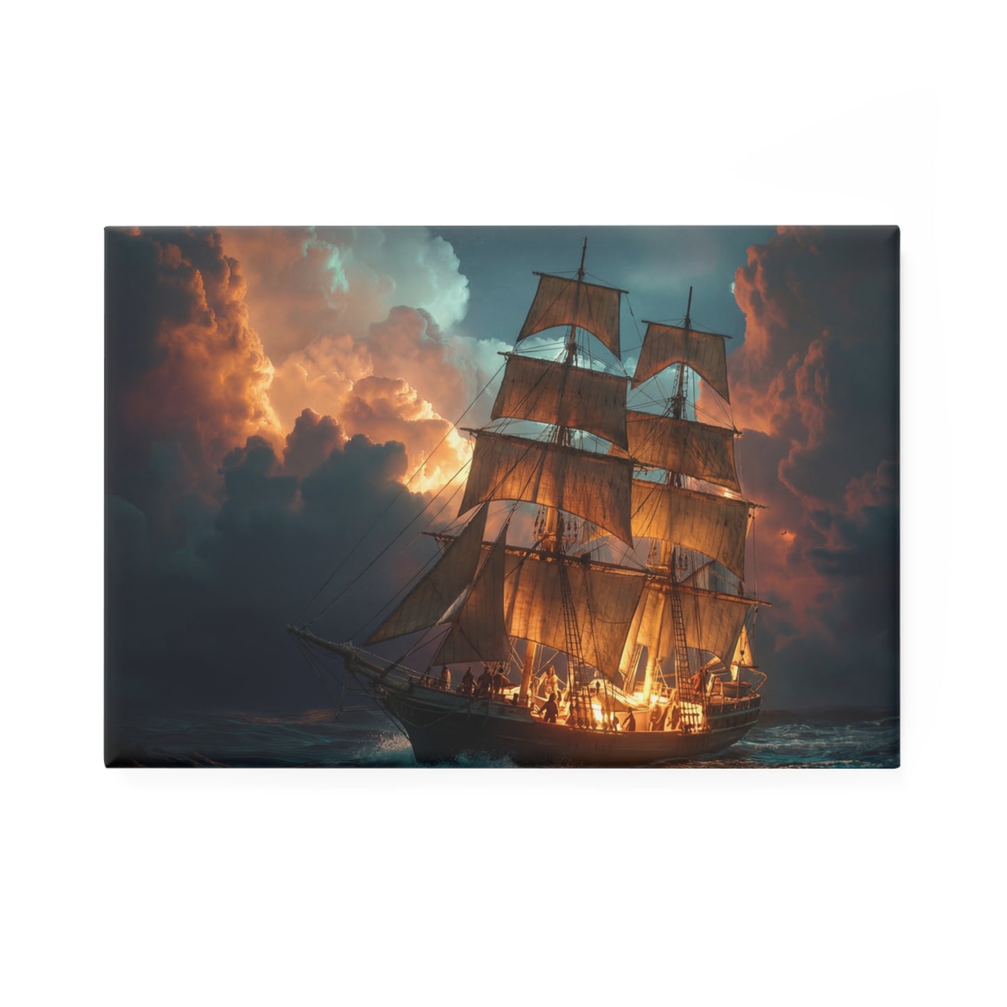 Dawnbound Galleon Button Magnet, Rectangle (1 & 10 pcs) – Amber Horizon Crossing