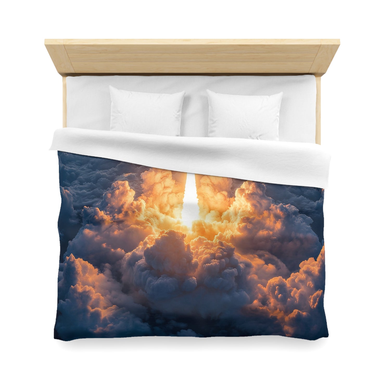 Rocket Sunrise Microfiber Duvet Cover – Piercing Through Clouds Toward Dawn