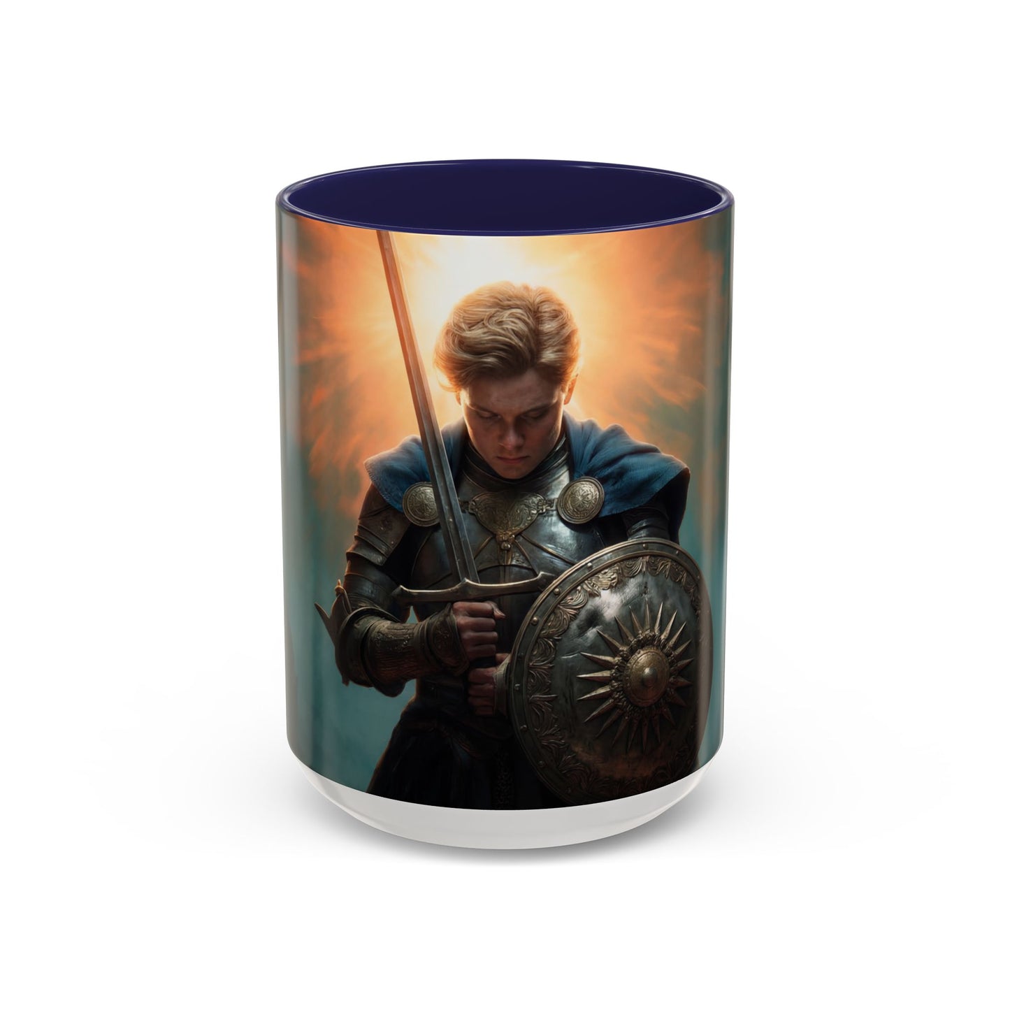 Dawn-Kissed Sentinel Accent Coffee Mug (11, 15oz) – Radiant Resolve in Shadowed Towers