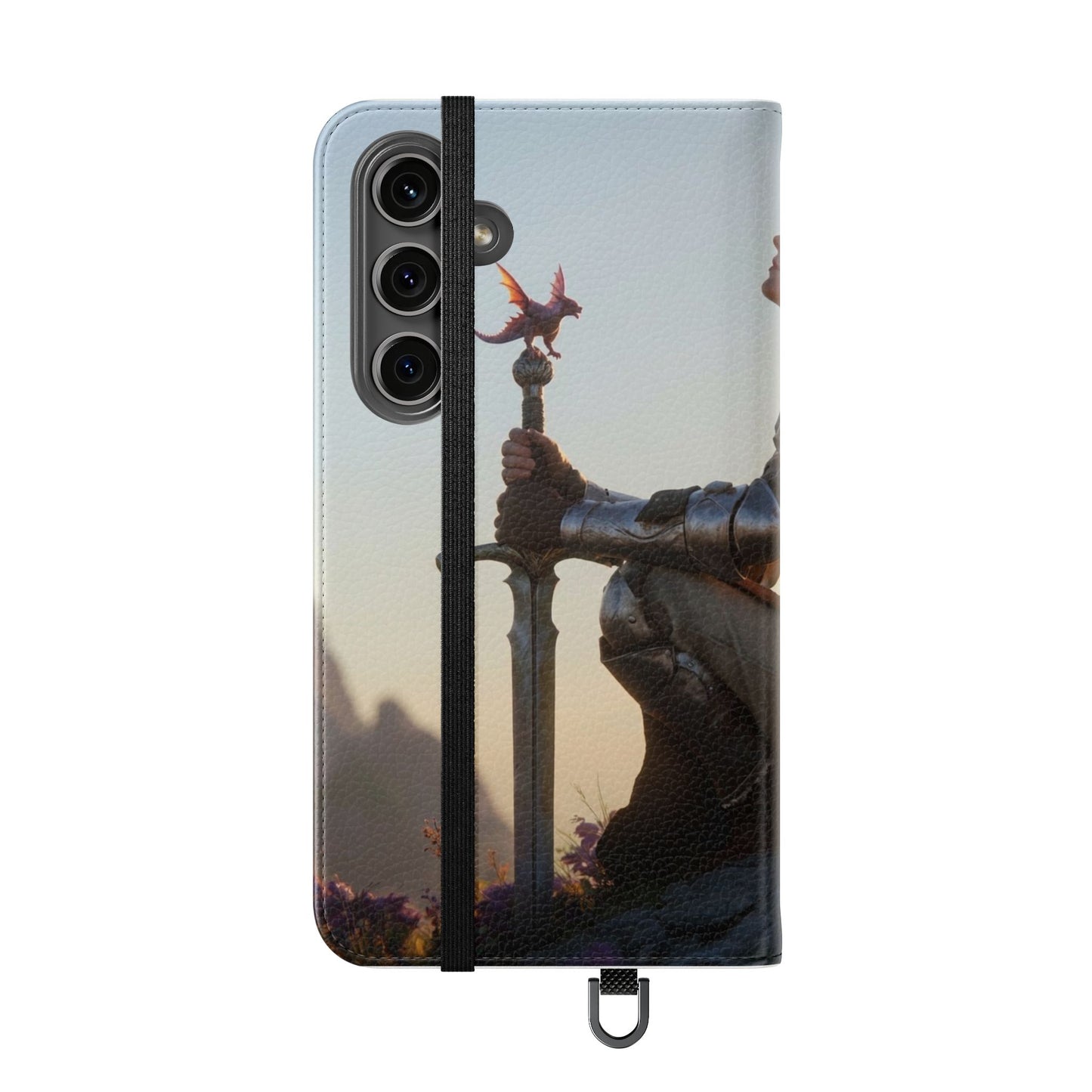 Dragon Knight Flip Cases – Sunlit Sentinel with Mini Drake and Sword