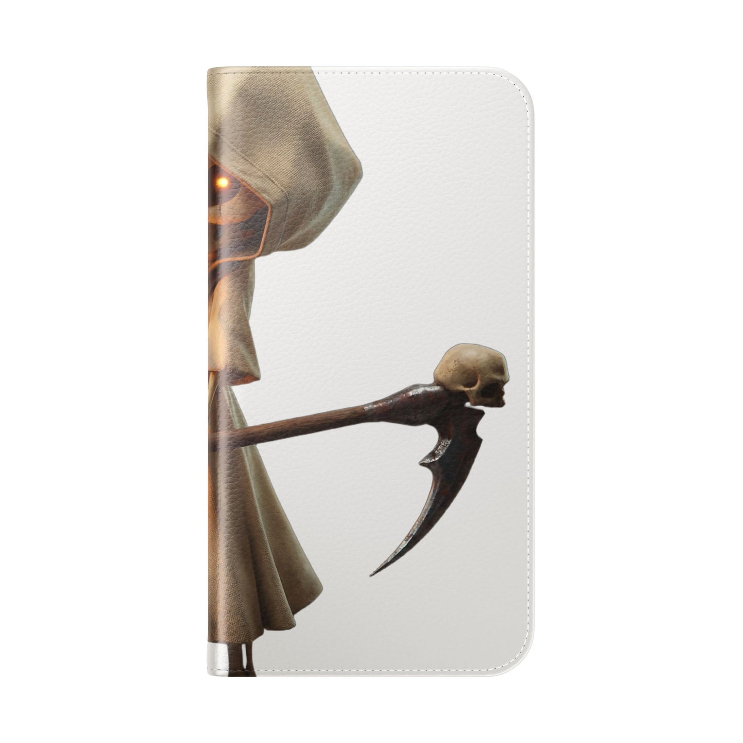 Lantern-Bearing Sentinel Flip Cases – Hooded Guardian with Scythe and Warm Glow