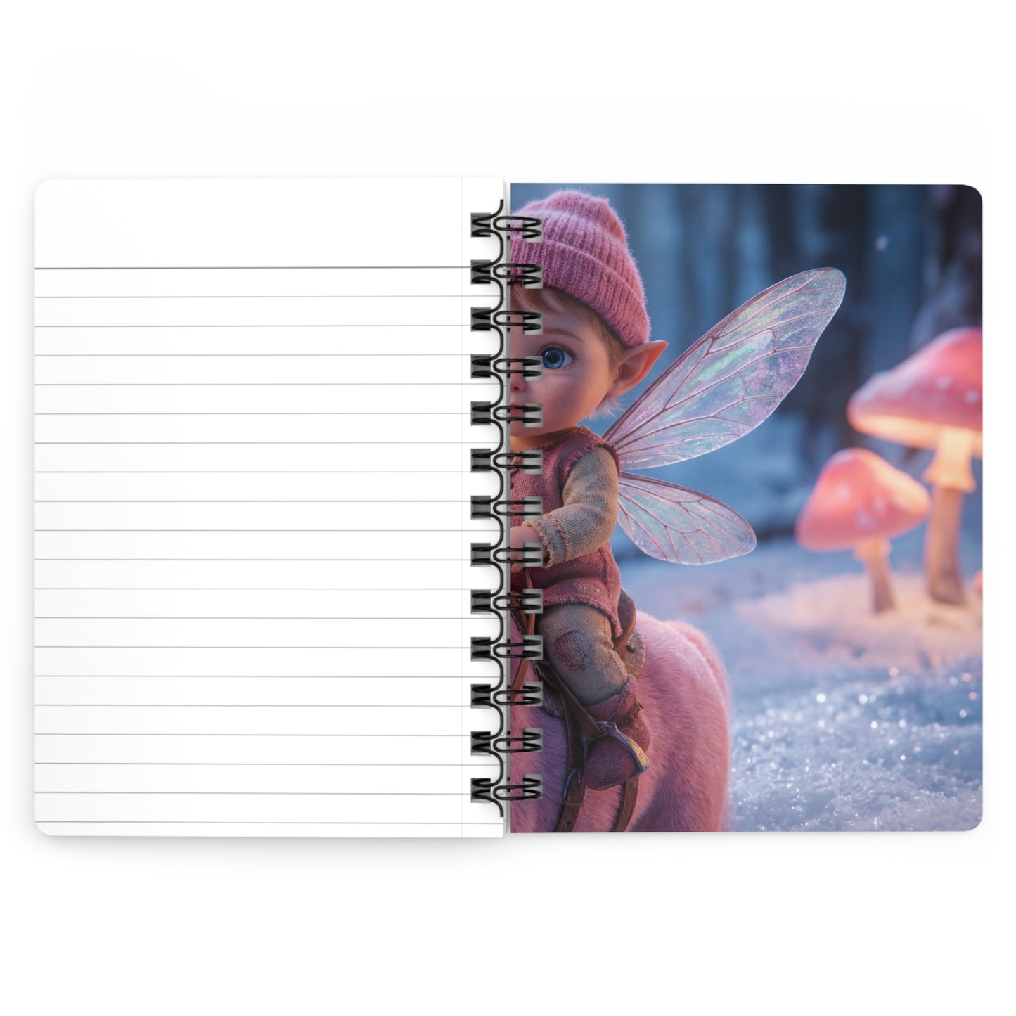 Pink Unicorn Rider Journal – Winter Forest Whimsy with Glowing Mushrooms