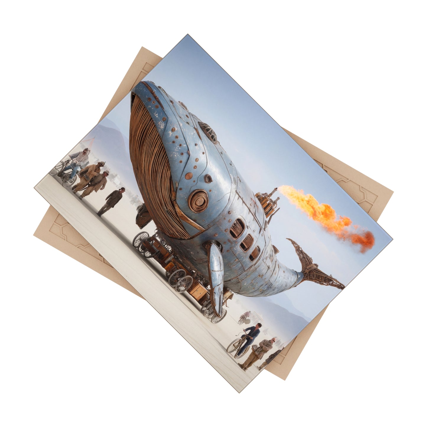 Steam Whale Parade Ceramic Photo Tile – Iron Ocean Dreamscape