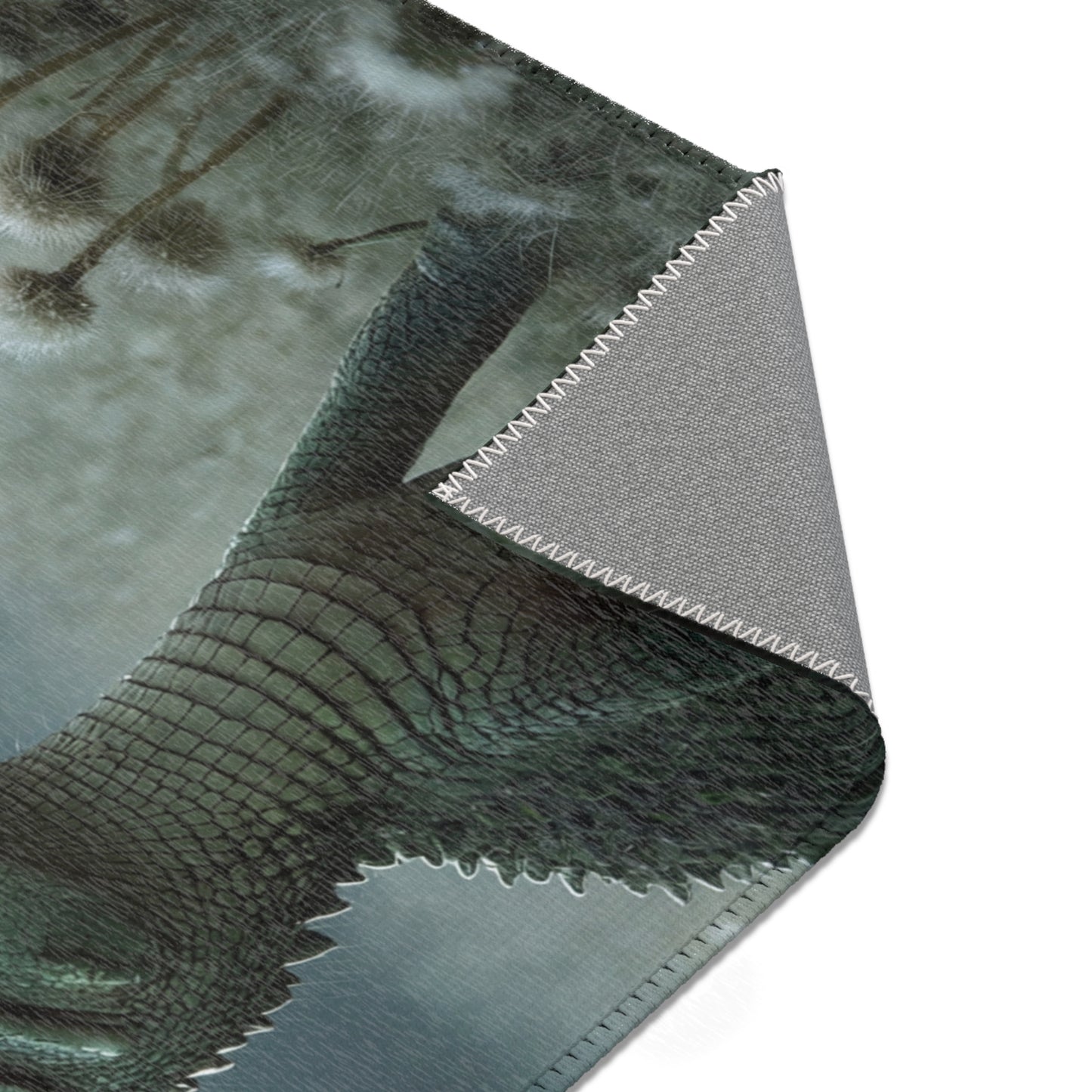 Curious Caiman Rug – Misty Meadow Encounter