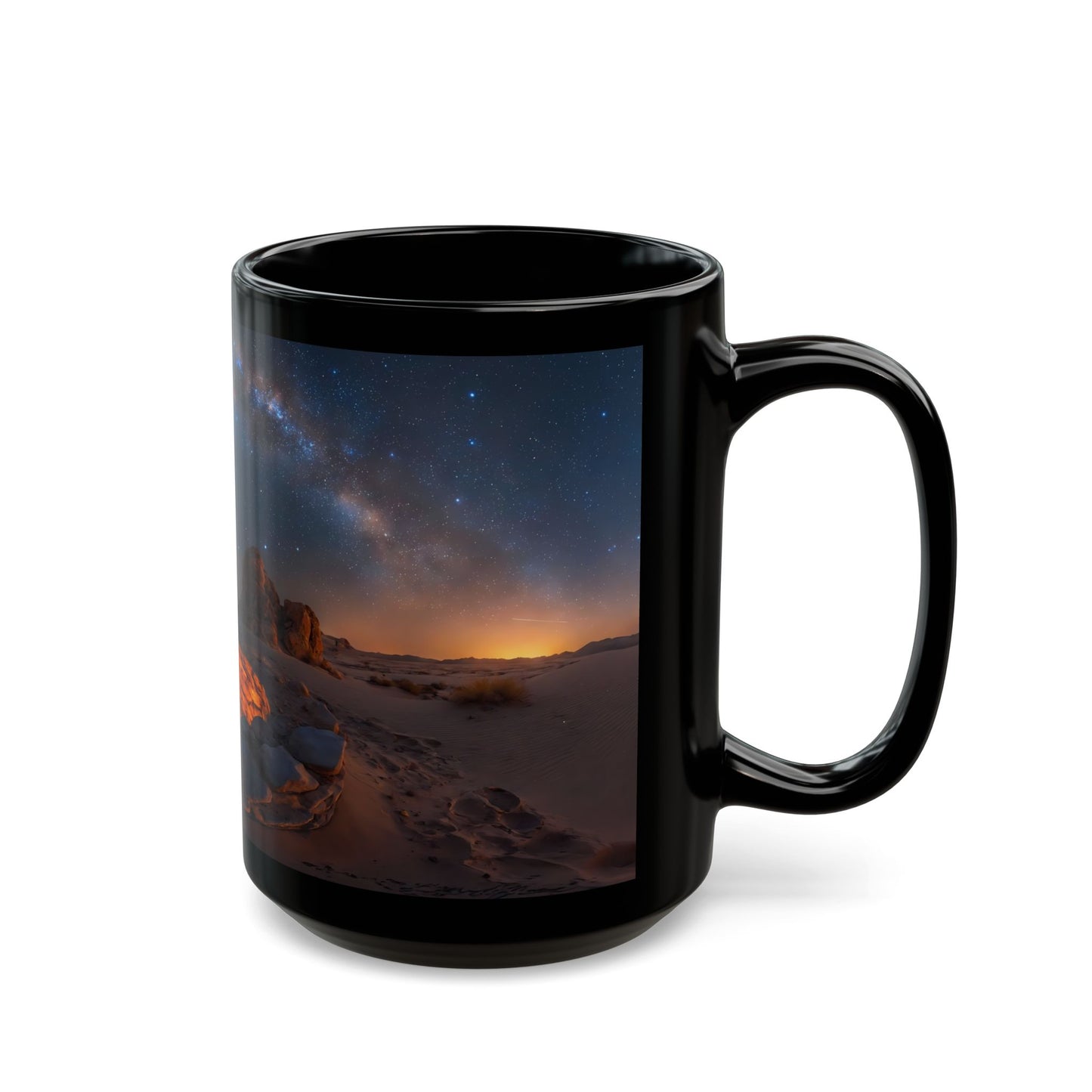 Desert Starlight Campfire Mug – Milky Way Over Sandstone Nightscape