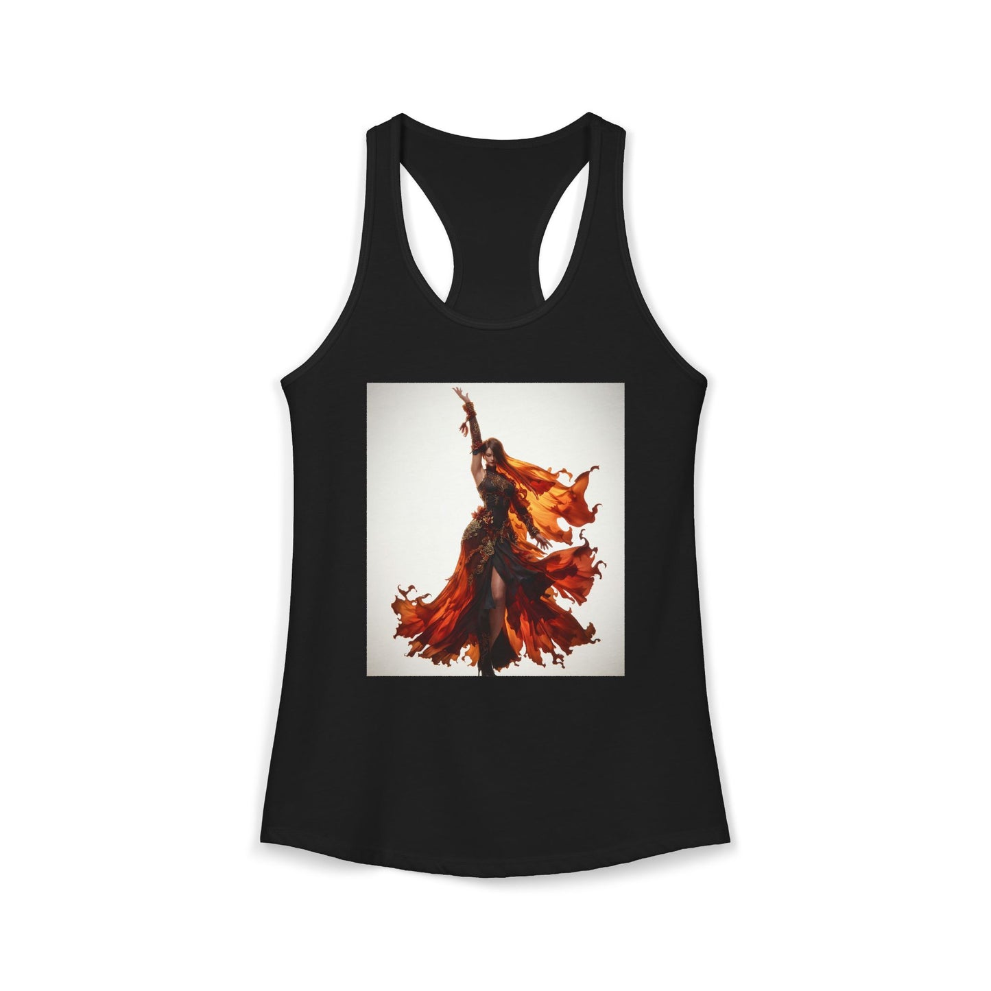 Fiery Dancer Women's Ideal Racerback Tank – Amber & Gold Motion Print