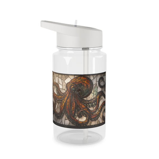 Stained Glass Octopus Tritan Water Bottle – Amber Tentacle Mosaic