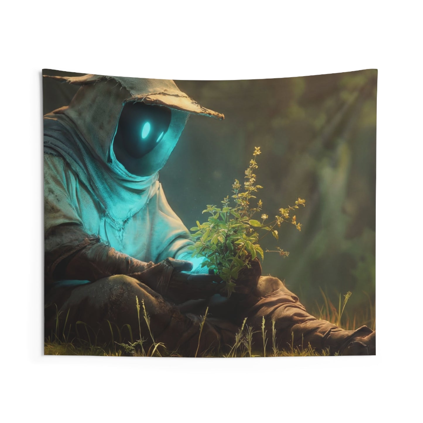 Forest Sentinel Indoor Wall Tapestries – Glowing Eye Guardian in Twilight Grove