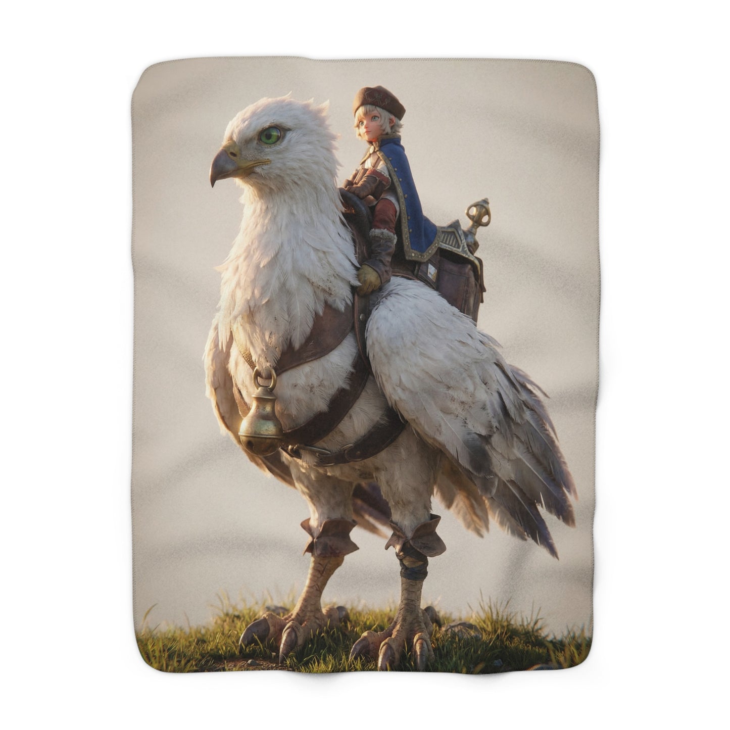 White Eagle Rider Sherpa Fleece Blanket – Sunset Skyward Companion