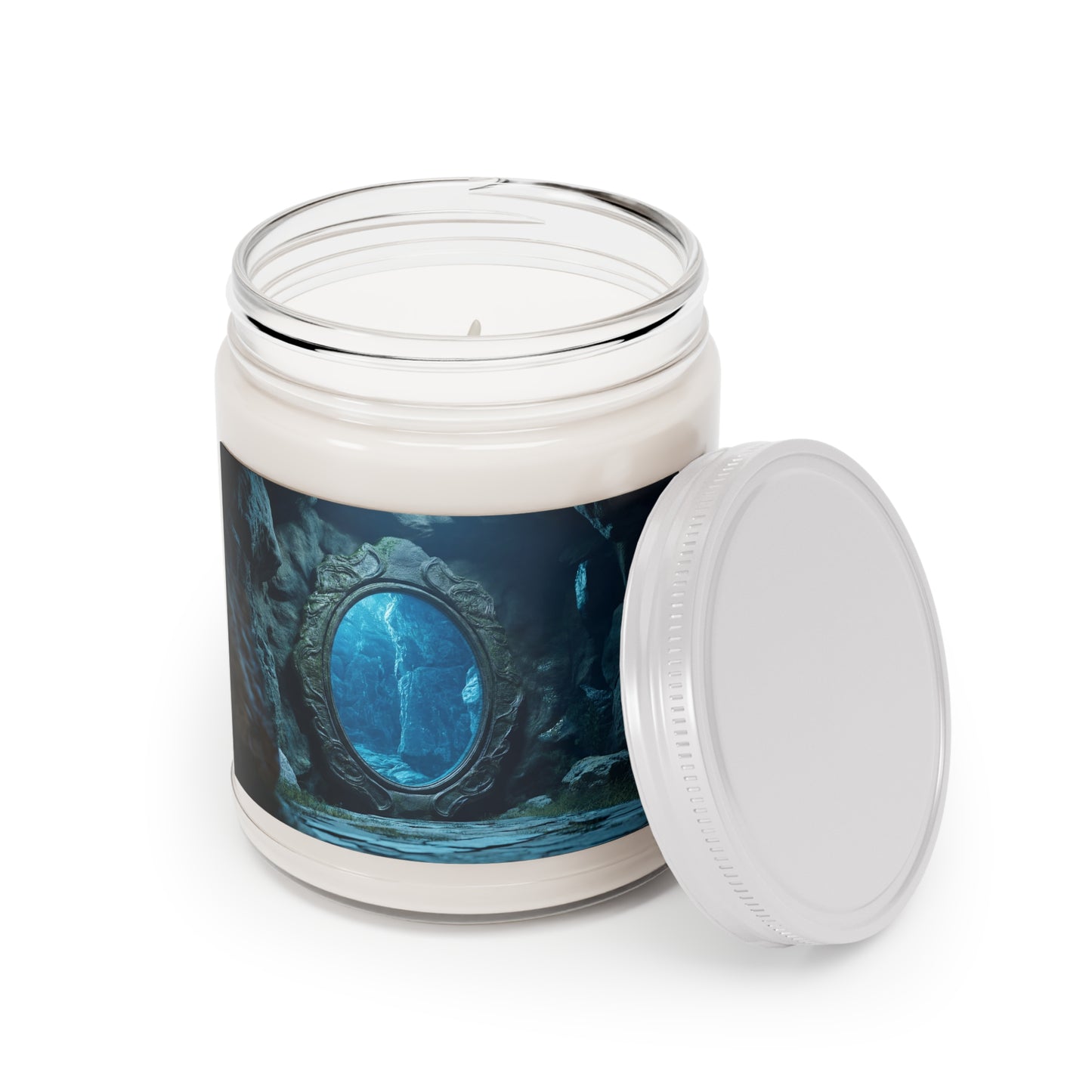Mirror Portal Scented Soy Candles with White Lid, 9oz – Azure Abyss Gateway