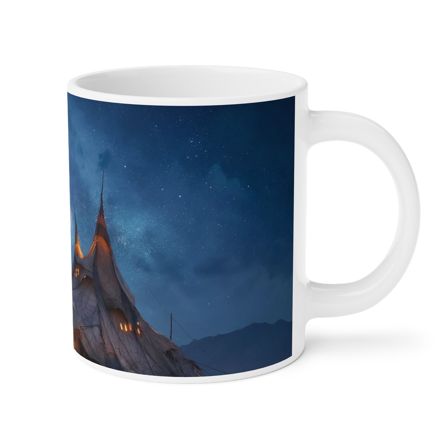 Starlit Nomad Tent Ceramic Mugs (11oz\15oz\20oz) – Milky Way Over Desert Hearth