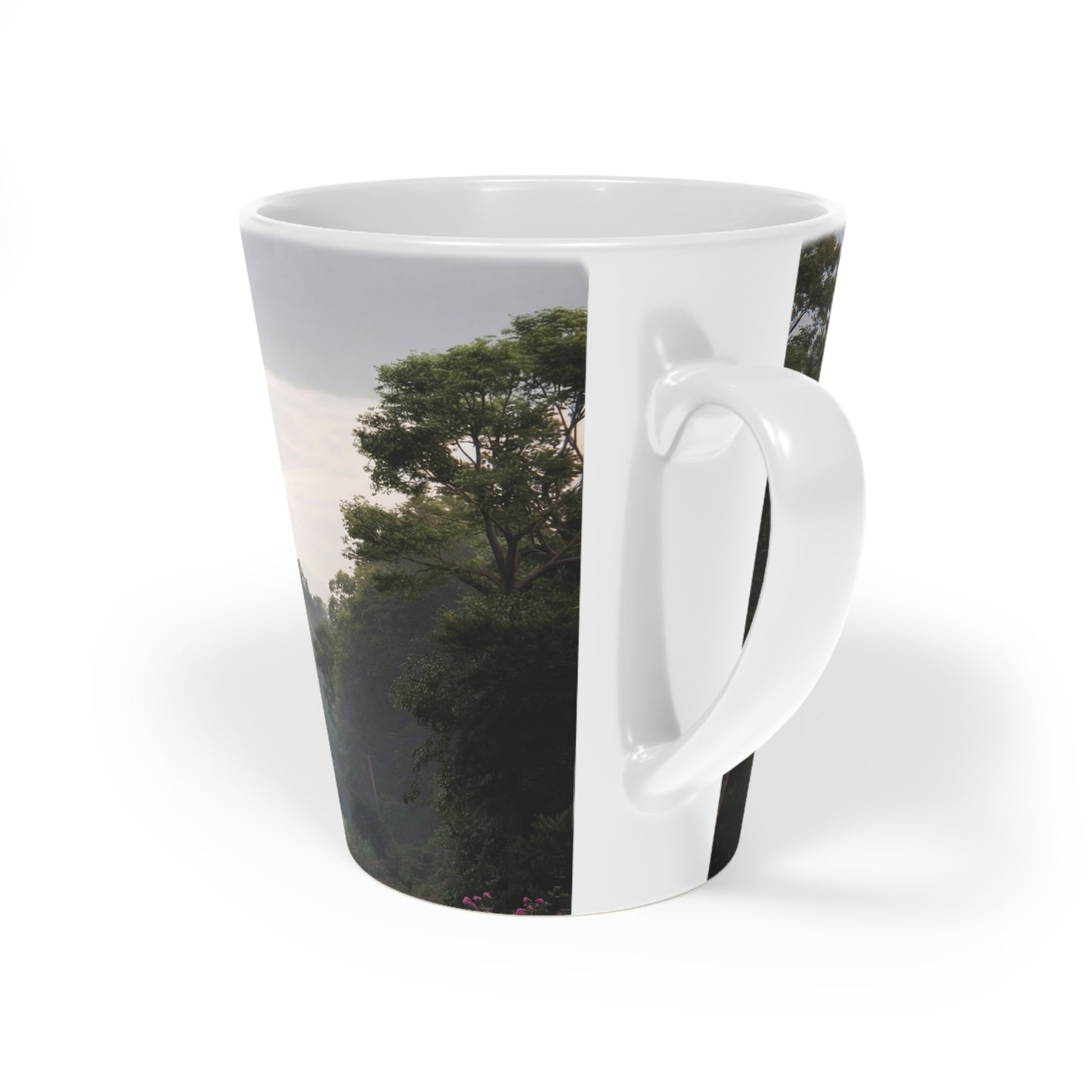 Rose-Clad Castle Latte Mug – Twilight Sanctuary in Bloom