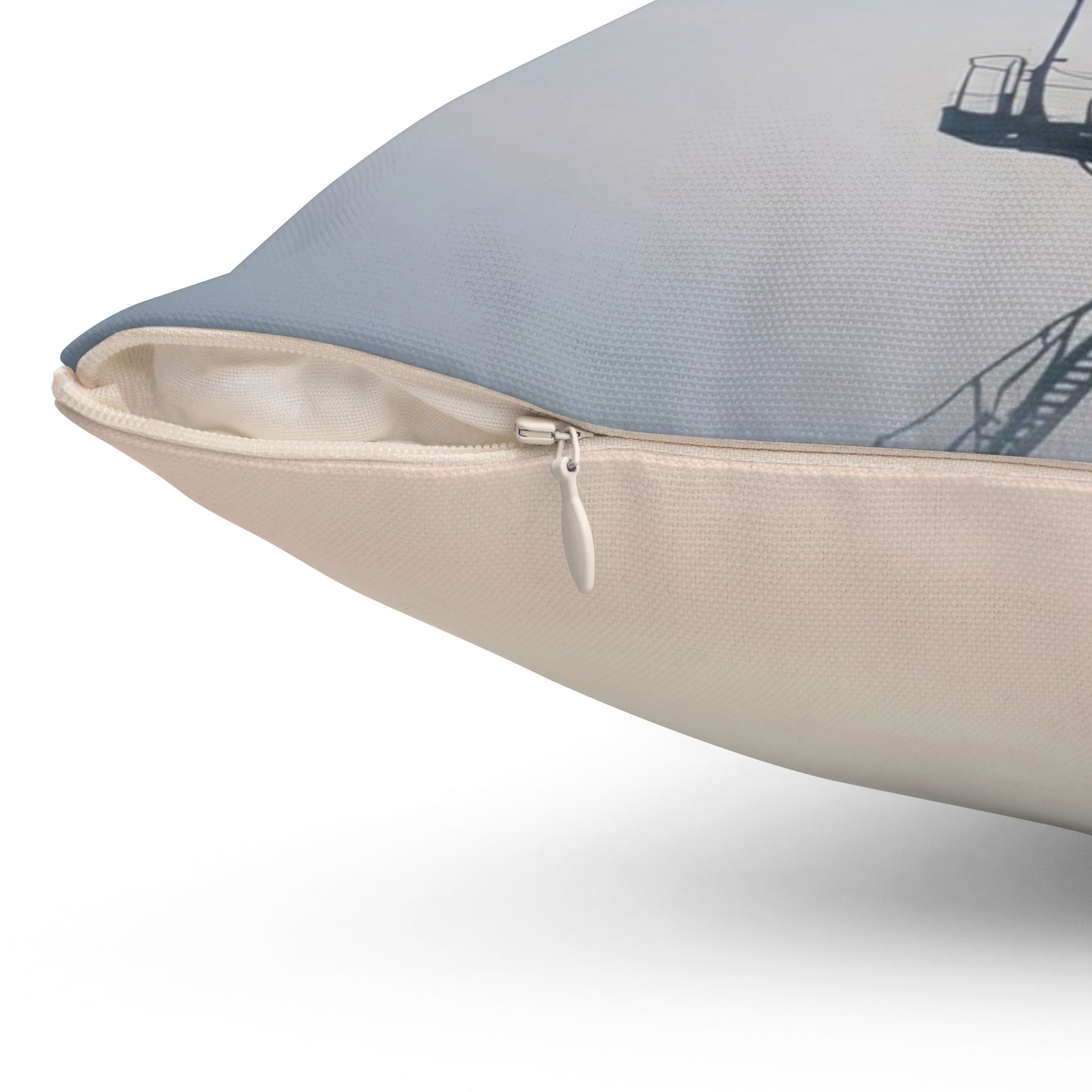 Skyward Spire Spun Polyester Square Pillow – Steam-Powered Sentinel in Dawn Light