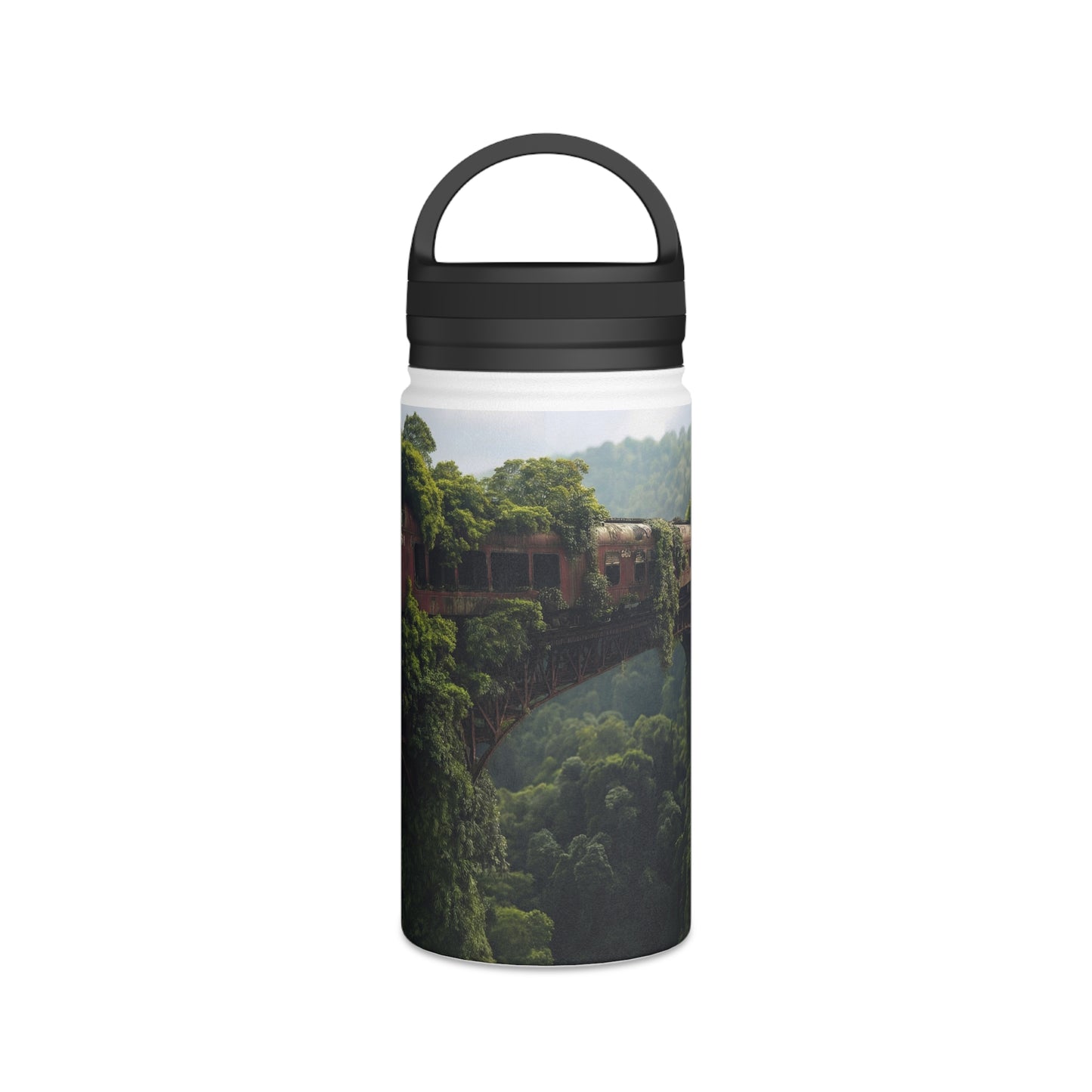 Overgrown Train Bridge Water Bottle – Verdant Ruin Dreamscape