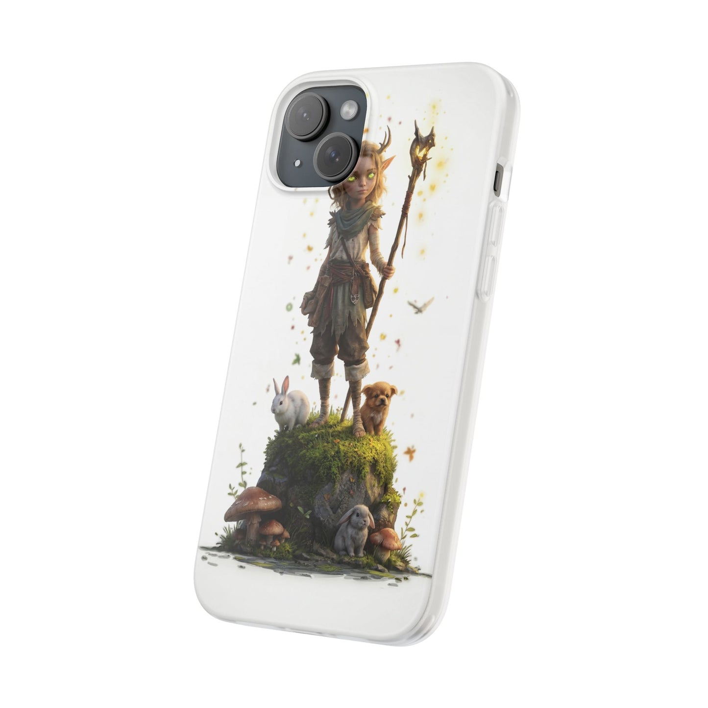 Forest Sentinel Flexi Cases – Glowing Antlered Child with Pet Companions