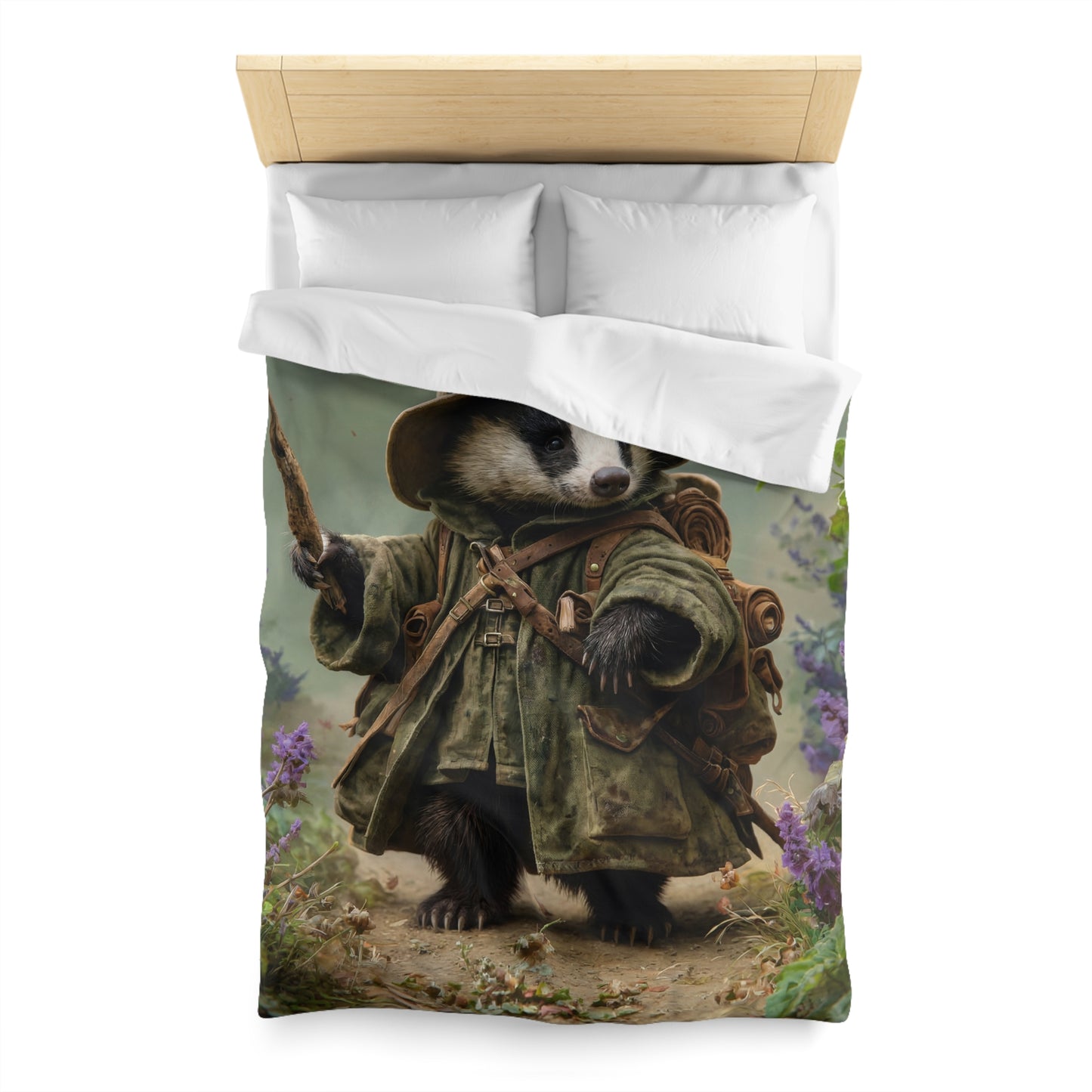 Badger Scout Microfiber Duvet Cover – Mossy Path Through Purple Thistle