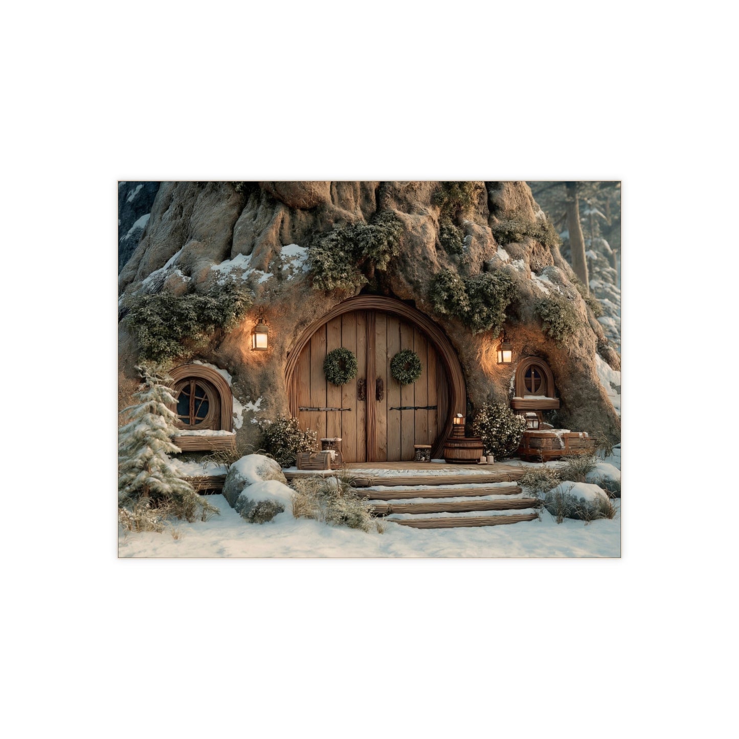 Winter Treehouse Hearth Tile – Cozy Snow-Covered Forest Dwelling