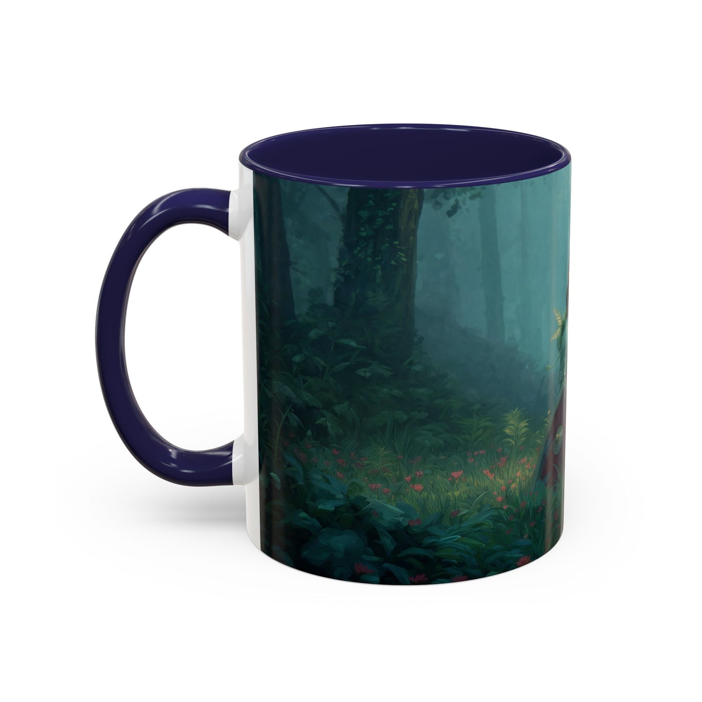 Sentinel in Mist Accent Coffee Mug (11, 15oz) – Guardian of the Whispering Woods