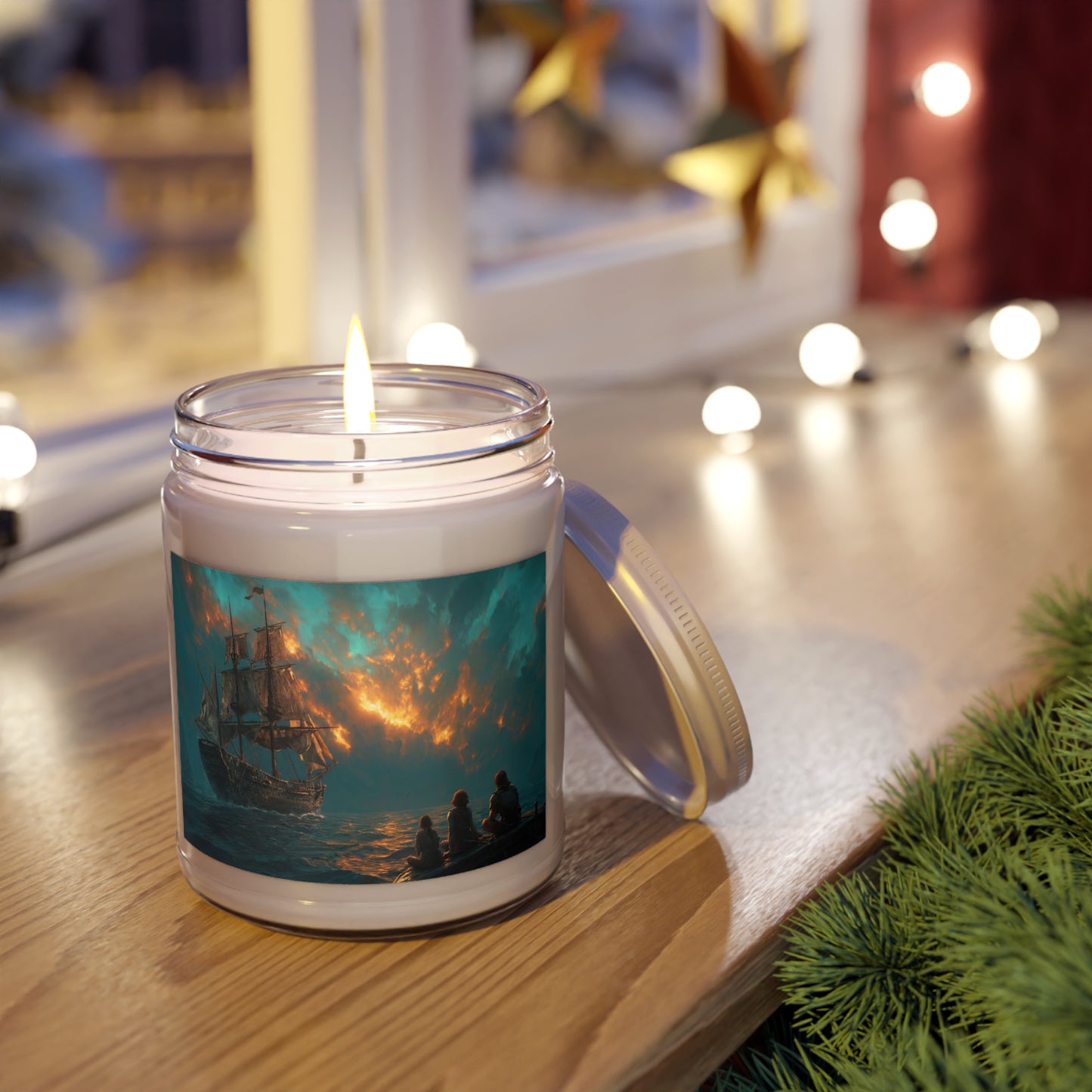 Duskbound Galleon Scented Soy Candles with White Lid, 9oz – Farewell to the Crimson Horizon