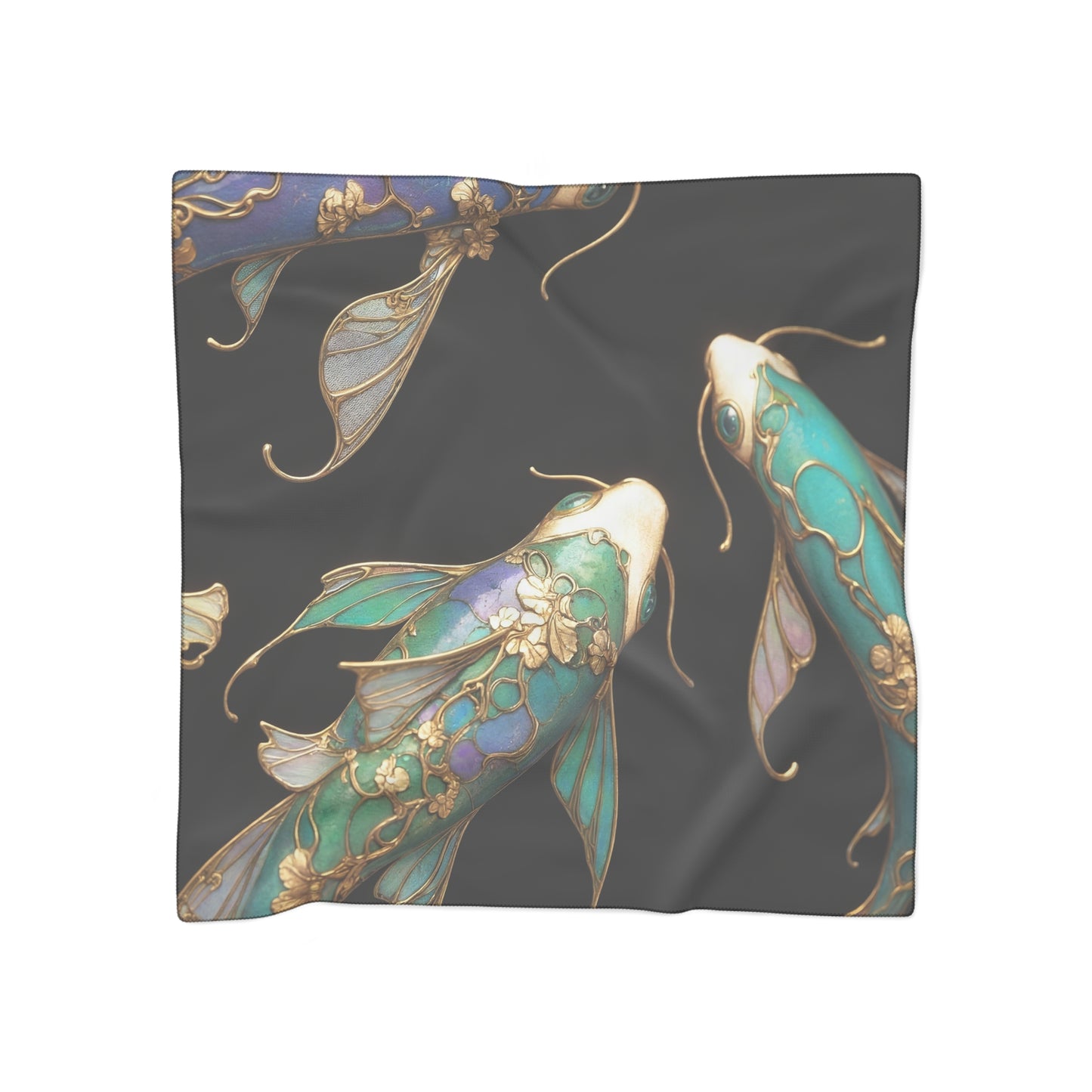 Art Nouveau Koi Poly Scarf – Liquid Light & Golden Lace