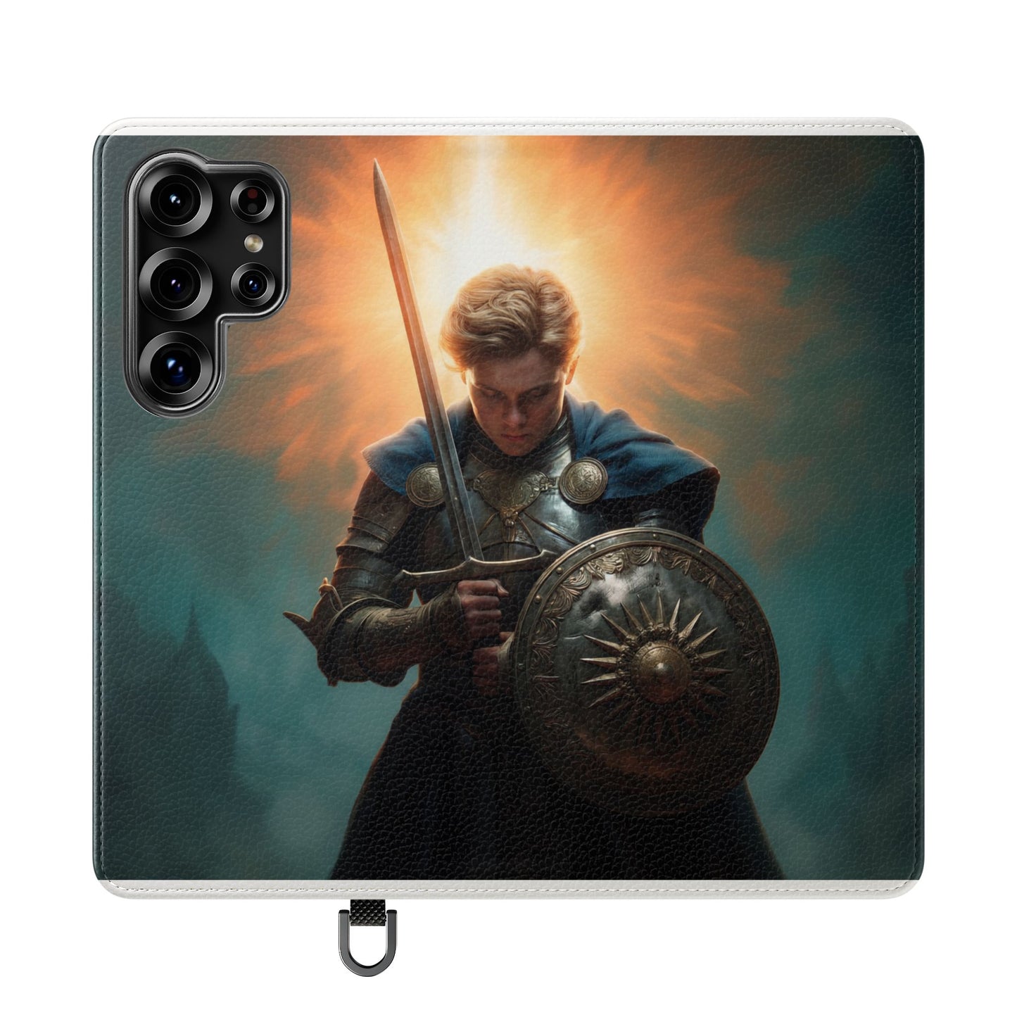 Dawn-Forged Knight Flip Cases – Radiant Armor Against Misty Skies