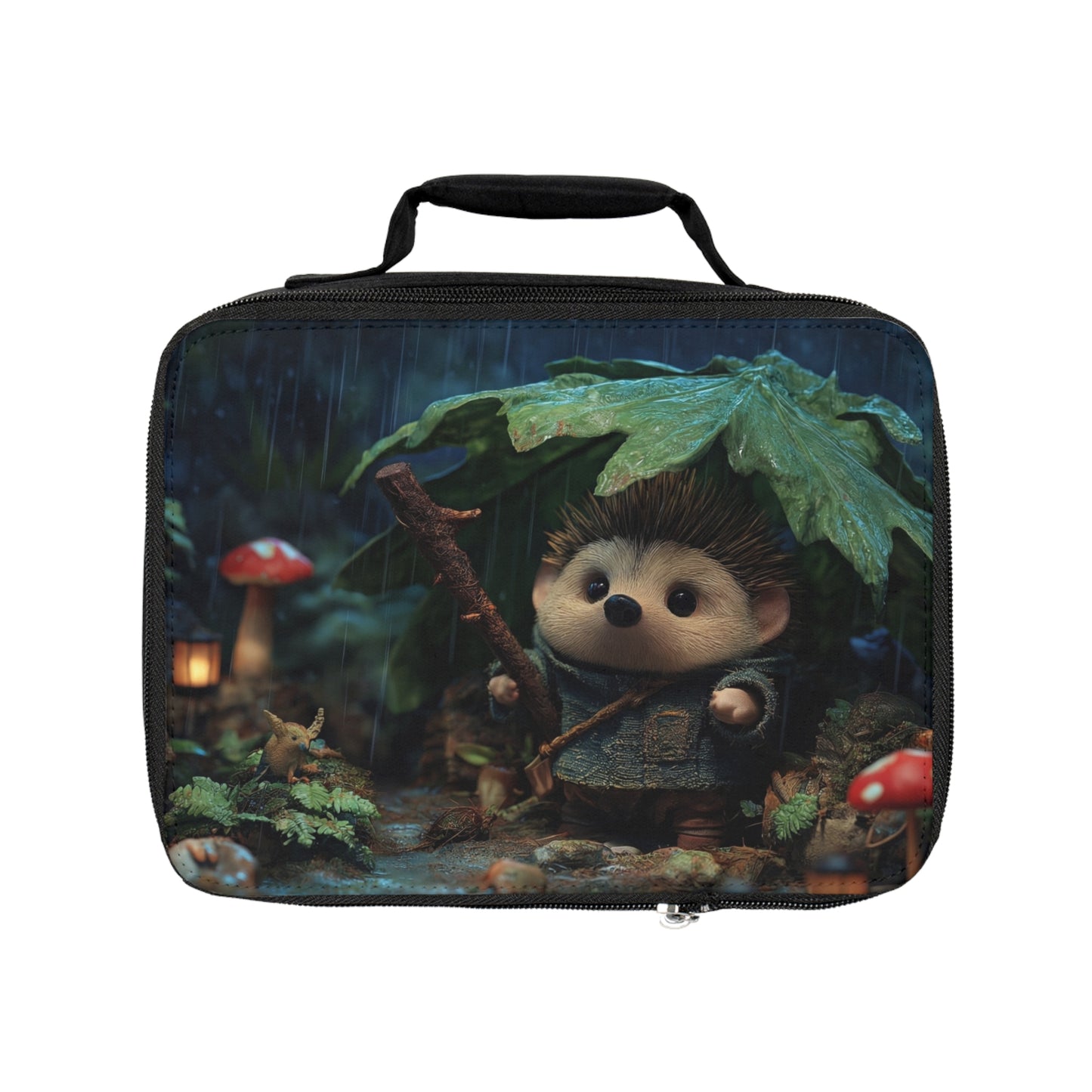 Rain-Drenched Hedgehog Lunch Bag – Tiny Explorer’s Forest Sanctuary