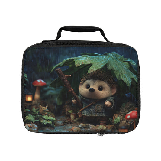 Rain-Drenched Hedgehog Lunch Bag – Tiny Explorer’s Forest Sanctuary